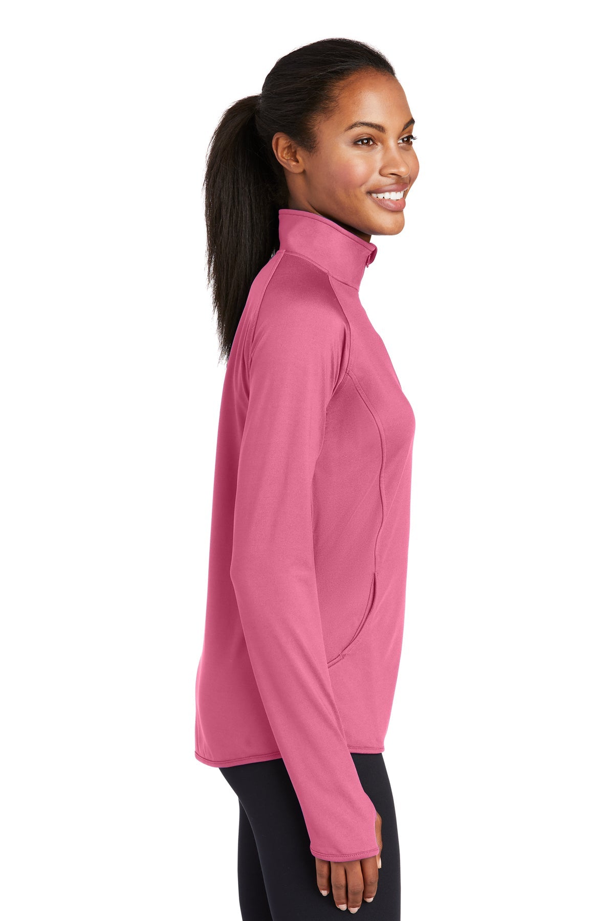 Sport-Tek Ladies Sport-Wick Stretch Branded 1/2-Zip Pullovers, Dusty Rose [Executive Construction]