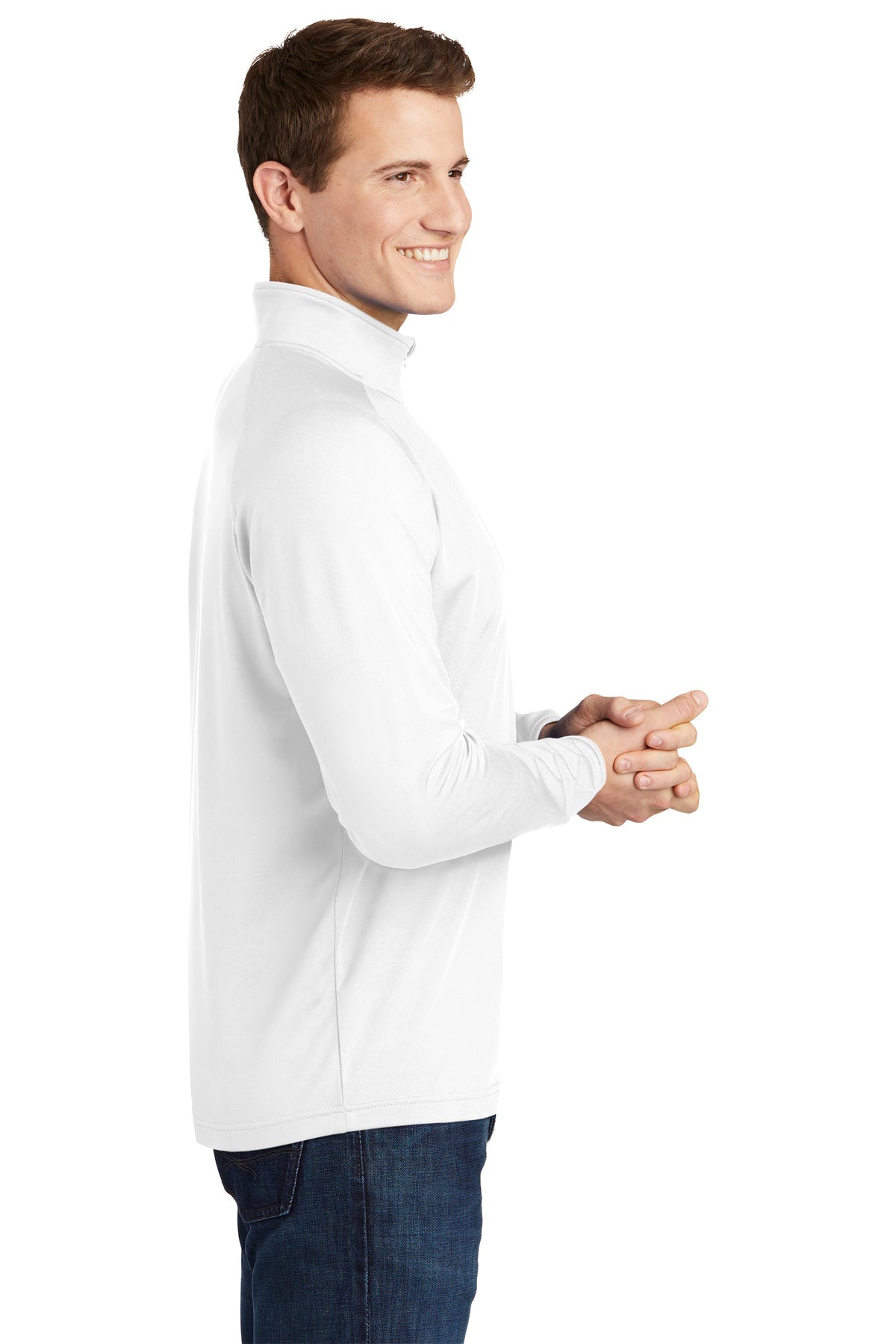 Sport-Tek Sport-Wick Stretch Customized 1/2-Zip Pullovers, White [SEB Professional]