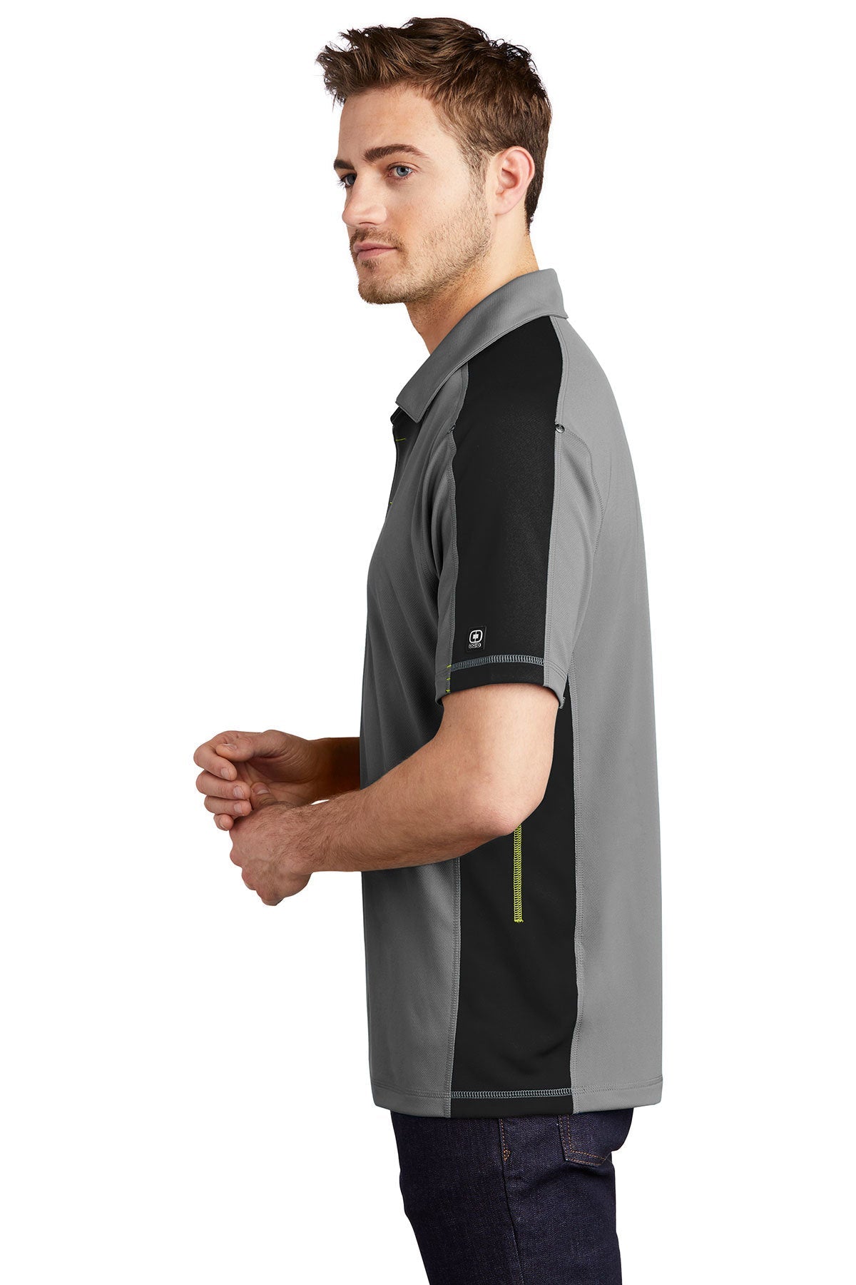 ogio_og106 _petrol grey/blacktop/shock green_company_logo_polos
