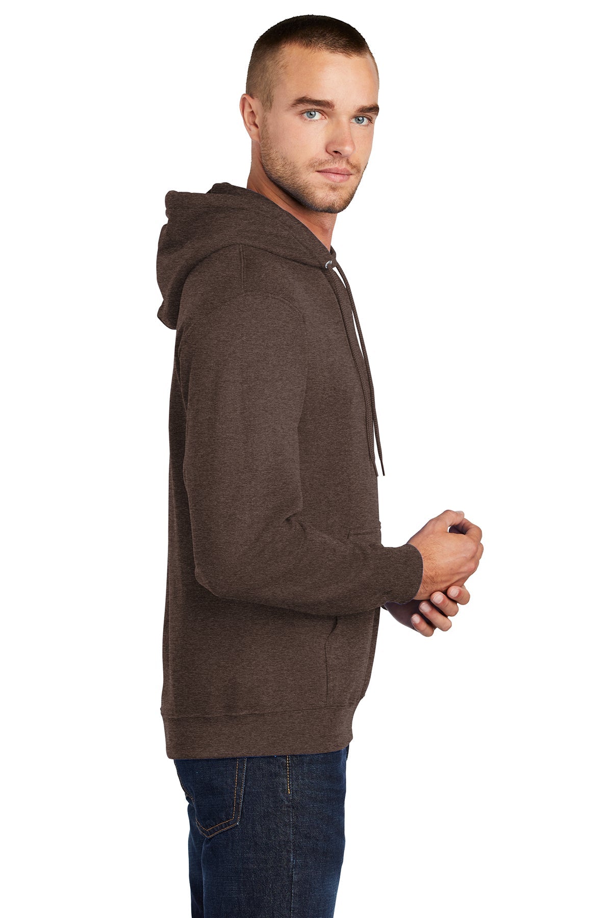 port & company_pc78h _heather dark chocolate brown_company_logo_sweatshirts