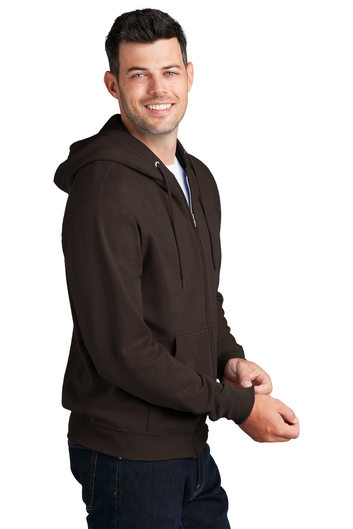 port & company_pc78zh _dark chocolate brown_company_logo_sweatshirts