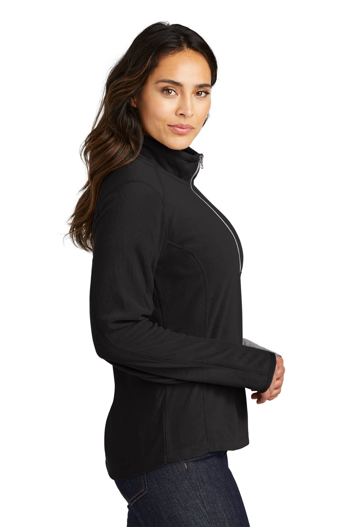 Port Authority Ladies Microfleece 1/2-Zip Customized Pullovers, Black [CIC]