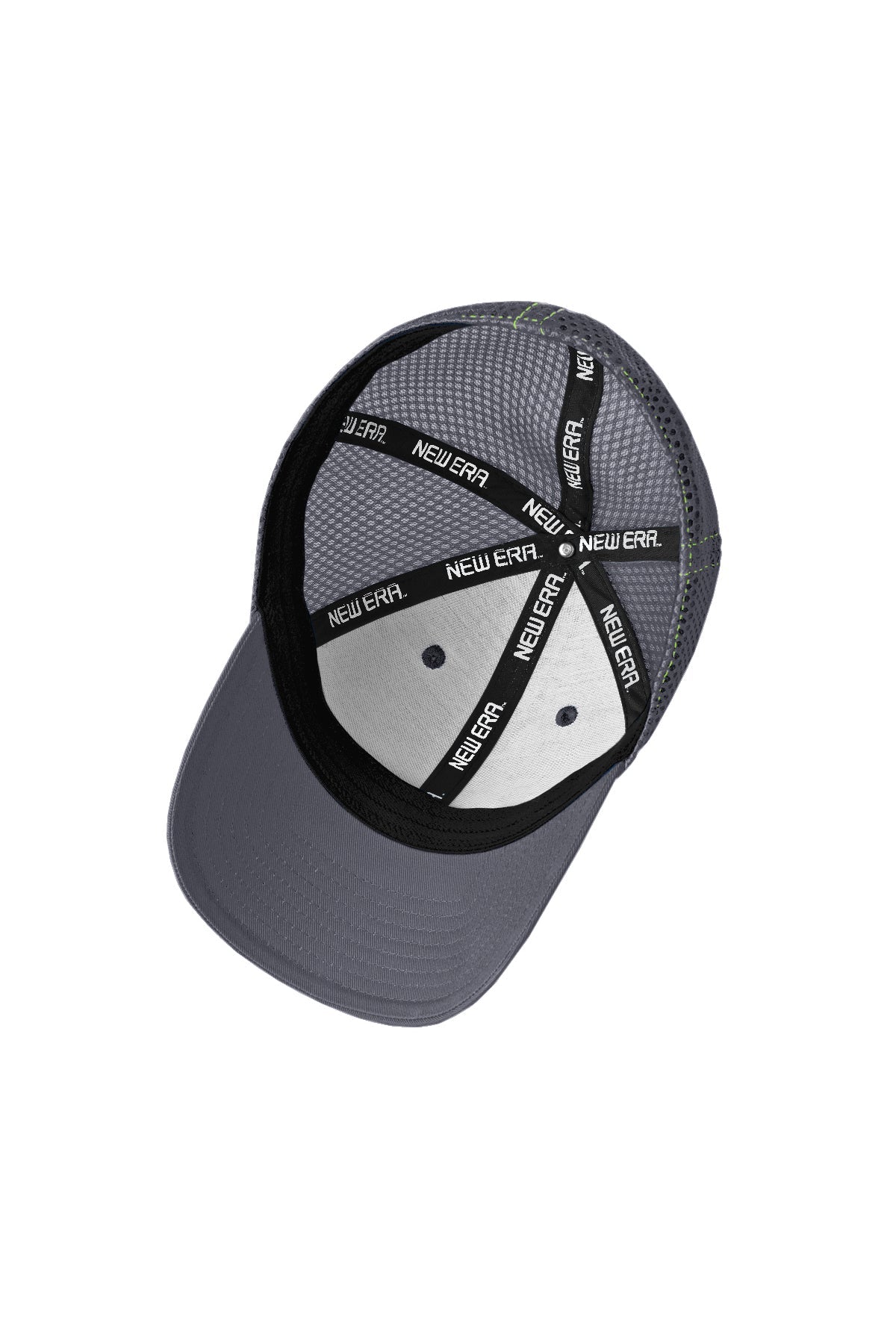 New Era Stretch Mesh Contrast Stitch Custom Caps, Graphite/Cyber Green
