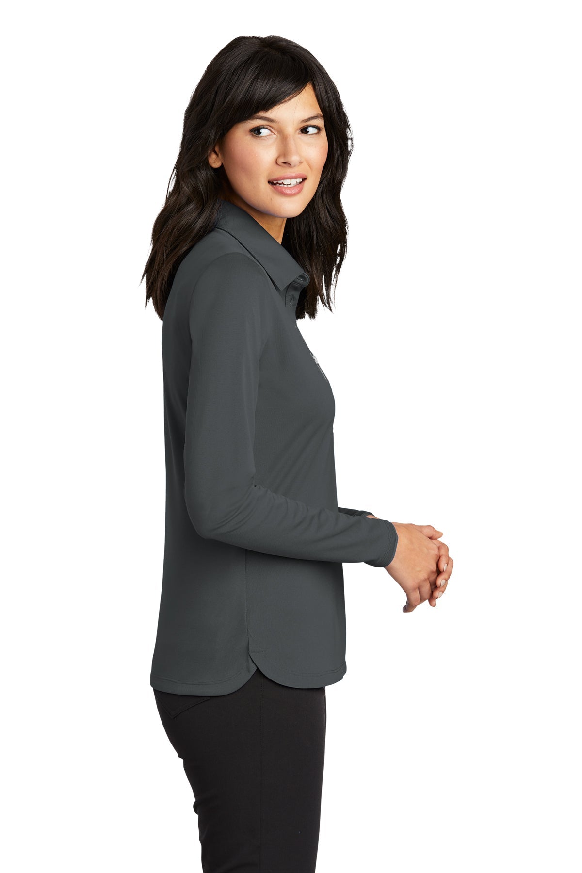 Nike Ladies Long Sleeve Dri-FIT Stretch Custom Polos, Anthracite [TruNorthern]
