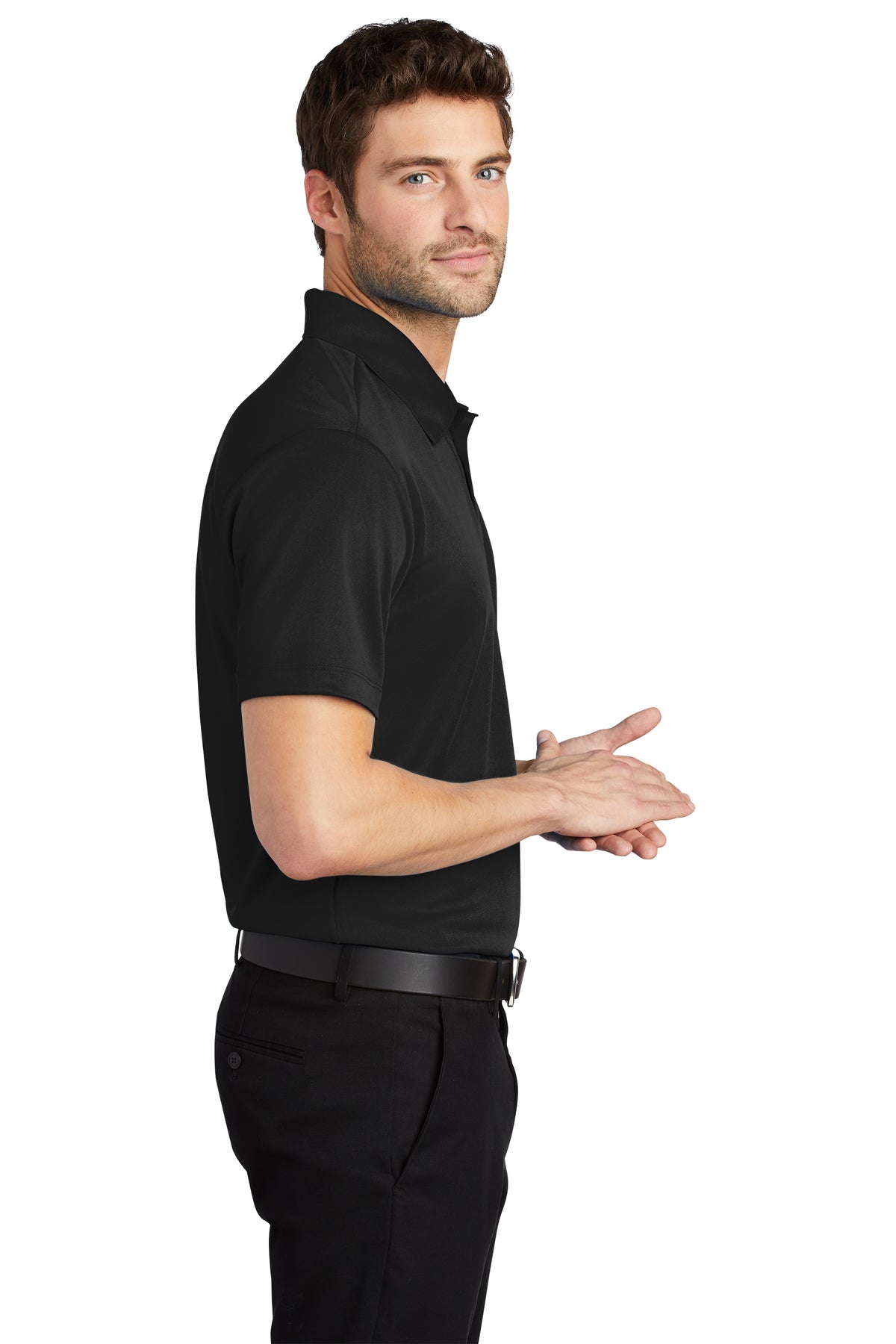 Port Authority Silk Touch Branded Performance Polos, Black [St Louis Music]