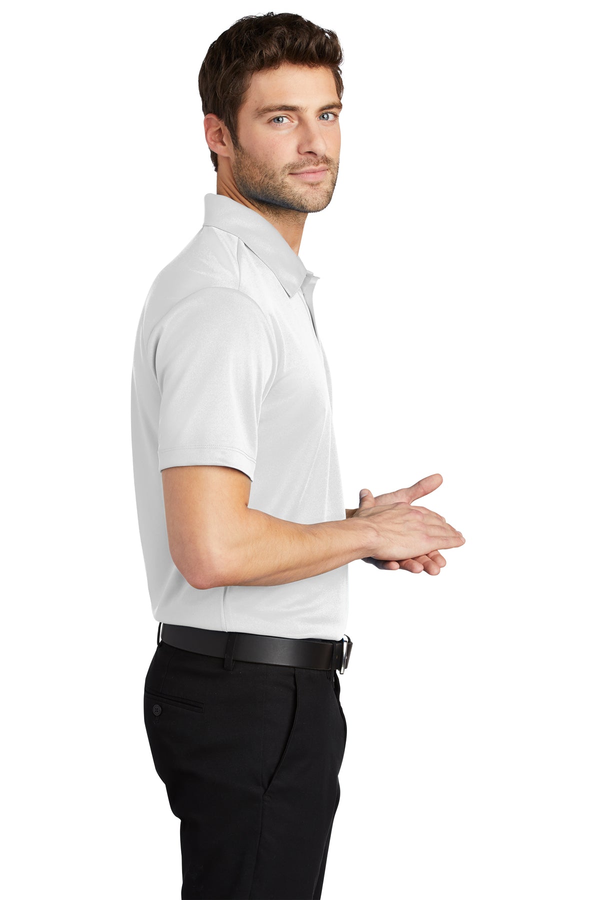 Port Authority Silk Touch Branded Performance Polos, White [Spring Meadow Nursery] [Spring Meadow Nursery]