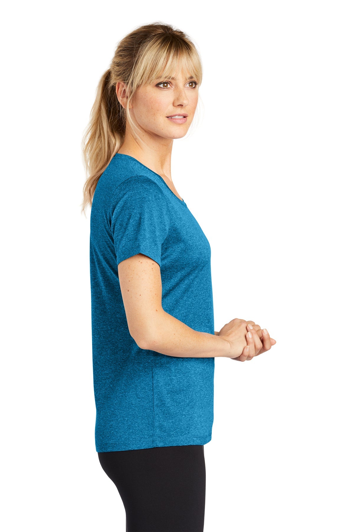 Sport-Tek Ladies Heather Contender Customized Scoop Neck Tee's, Blue Wake Heather [Kentucky United Methodist Children's Homes]