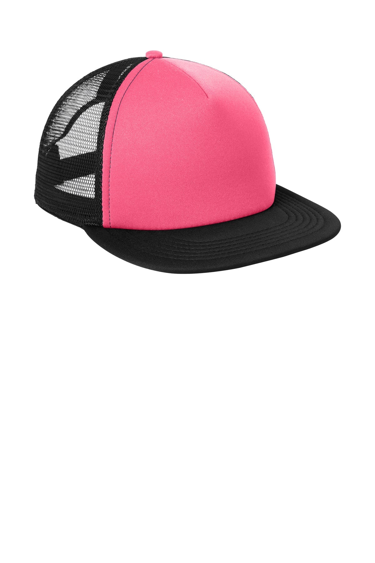 District Flat Bill Snapback Trucker Caps, Neon Pink