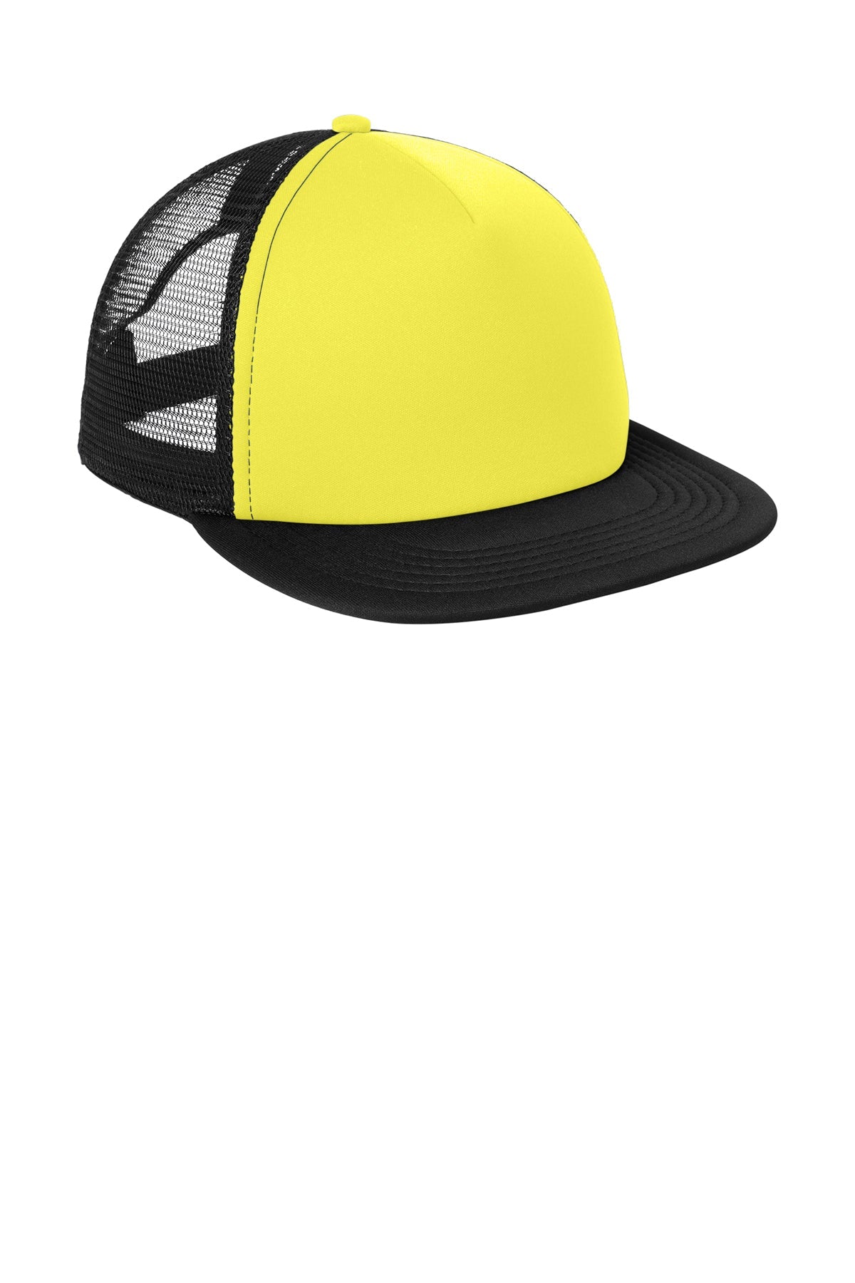 District Flat Bill Snapback Trucker Caps, Neon Yellow