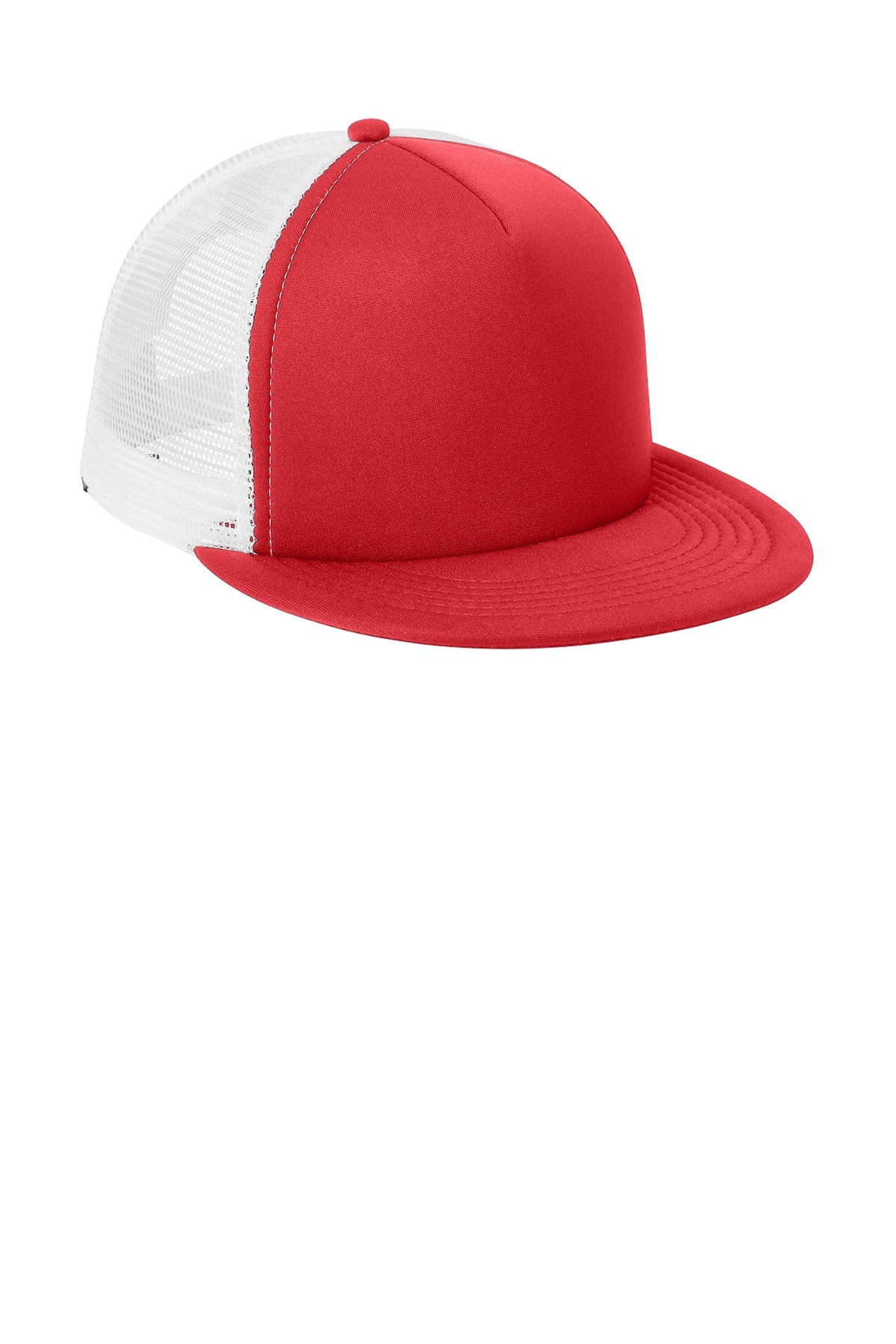 District Flat Bill Snapback Trucker Caps, New Red