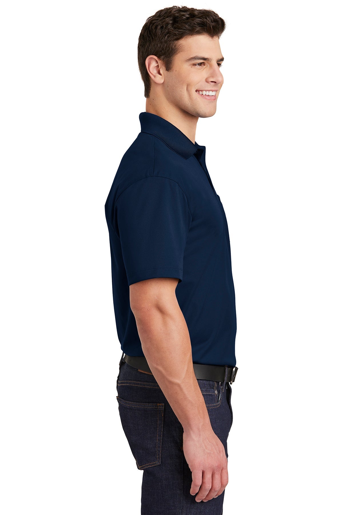 Sport-Tek Micropique Custom Sport-Wick Pocket Polos, True Navy