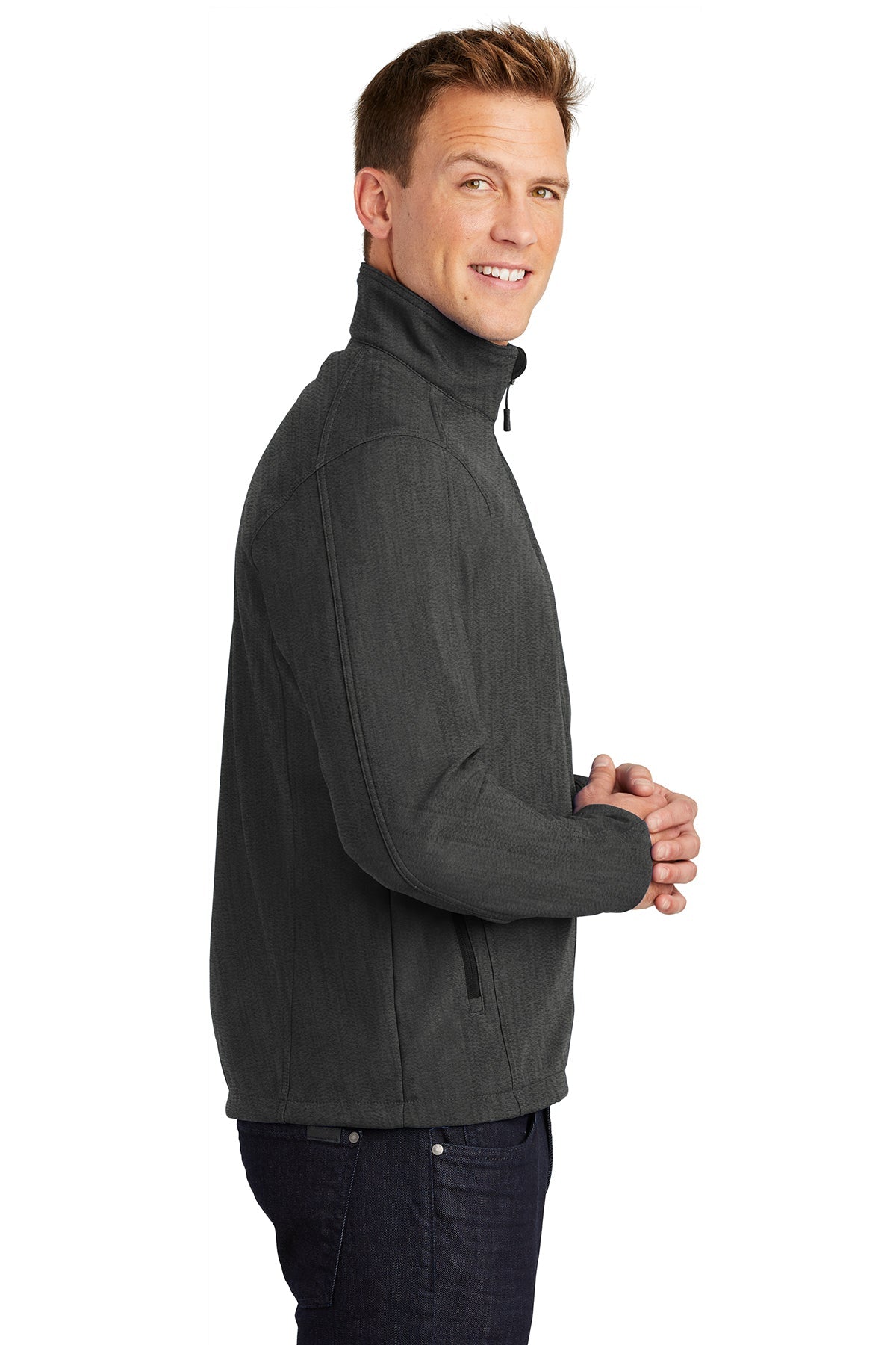 port authority_j317 _black charcoal heather_company_logo_jackets