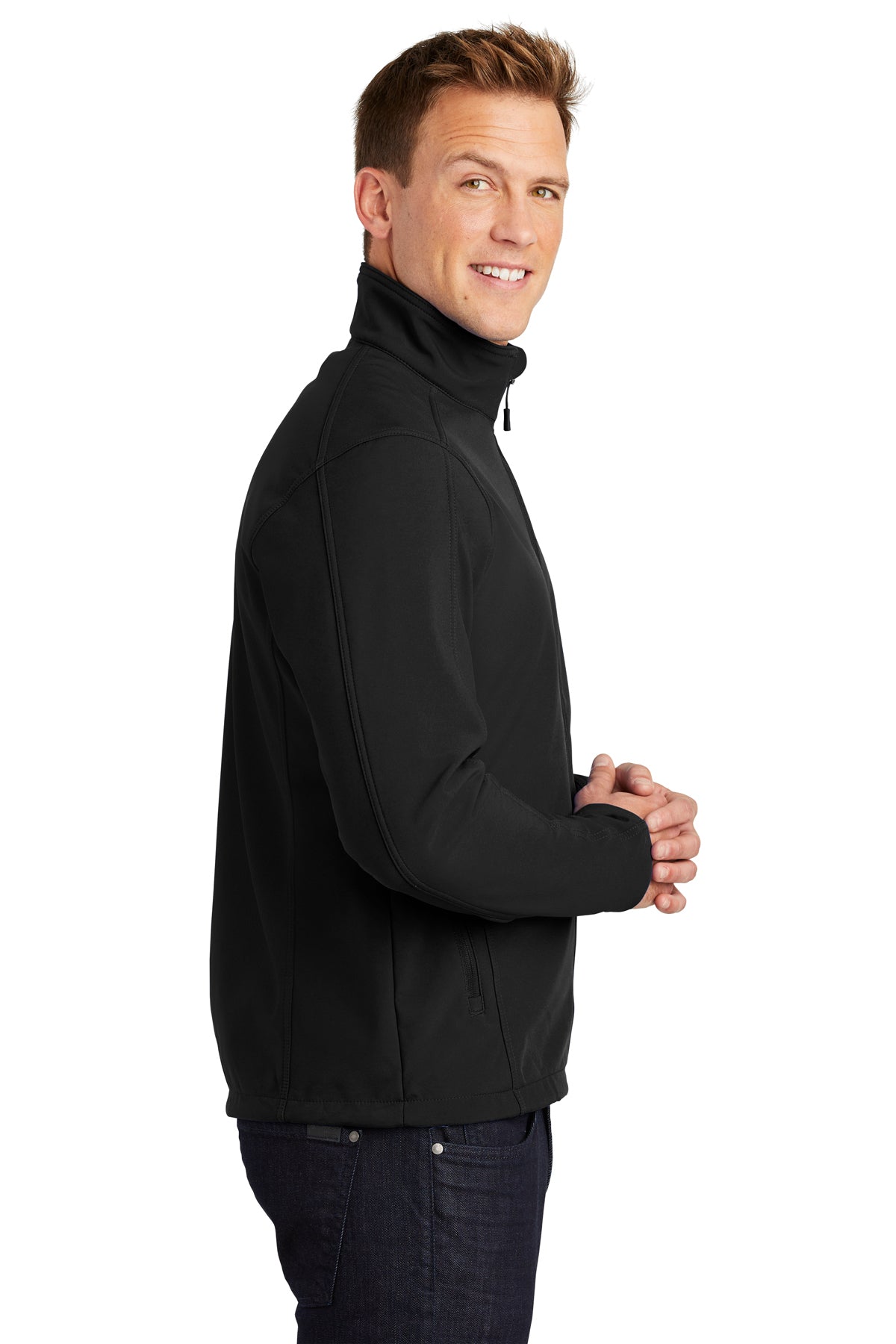 Port Authority Tall Core Branded Soft Shell Jackets, Black