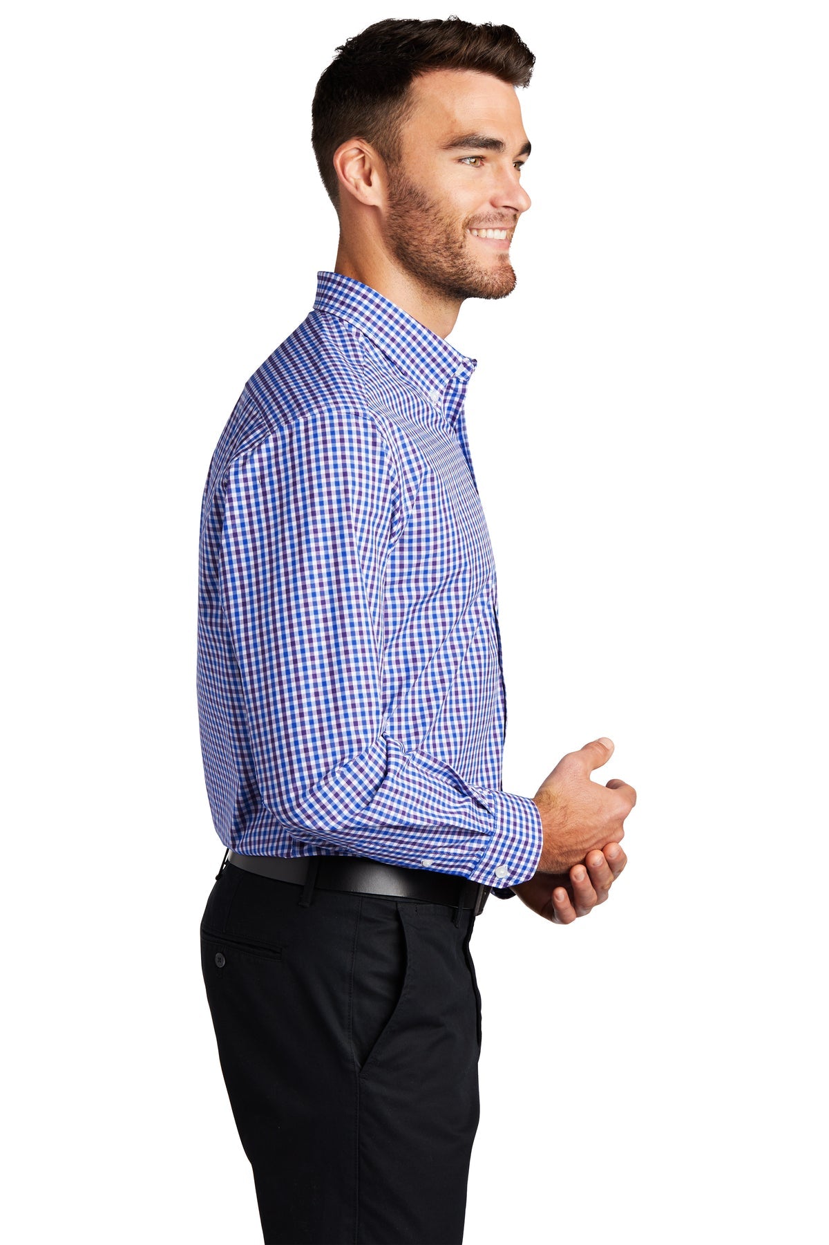 port authority_s654 _blue/ purple_company_logo_button downs