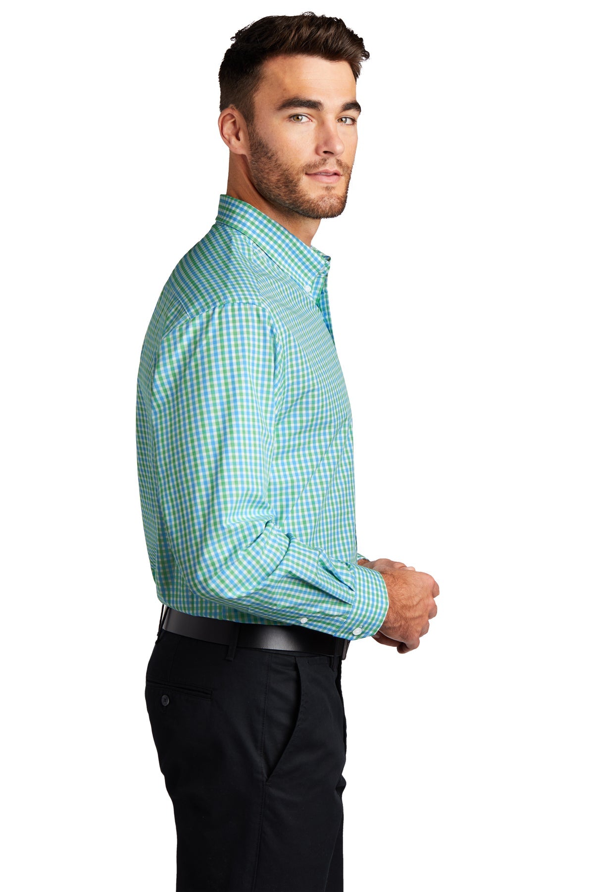 port authority_s654 _green/ aqua_company_logo_button downs