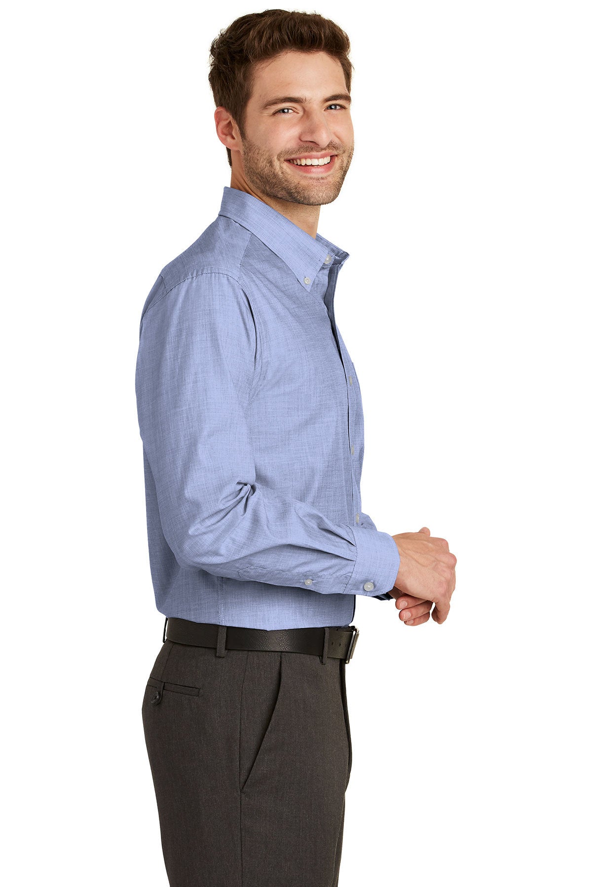 Port Authority Tall Crosshatch Easy Care Custom Shirts, Chambray Blue