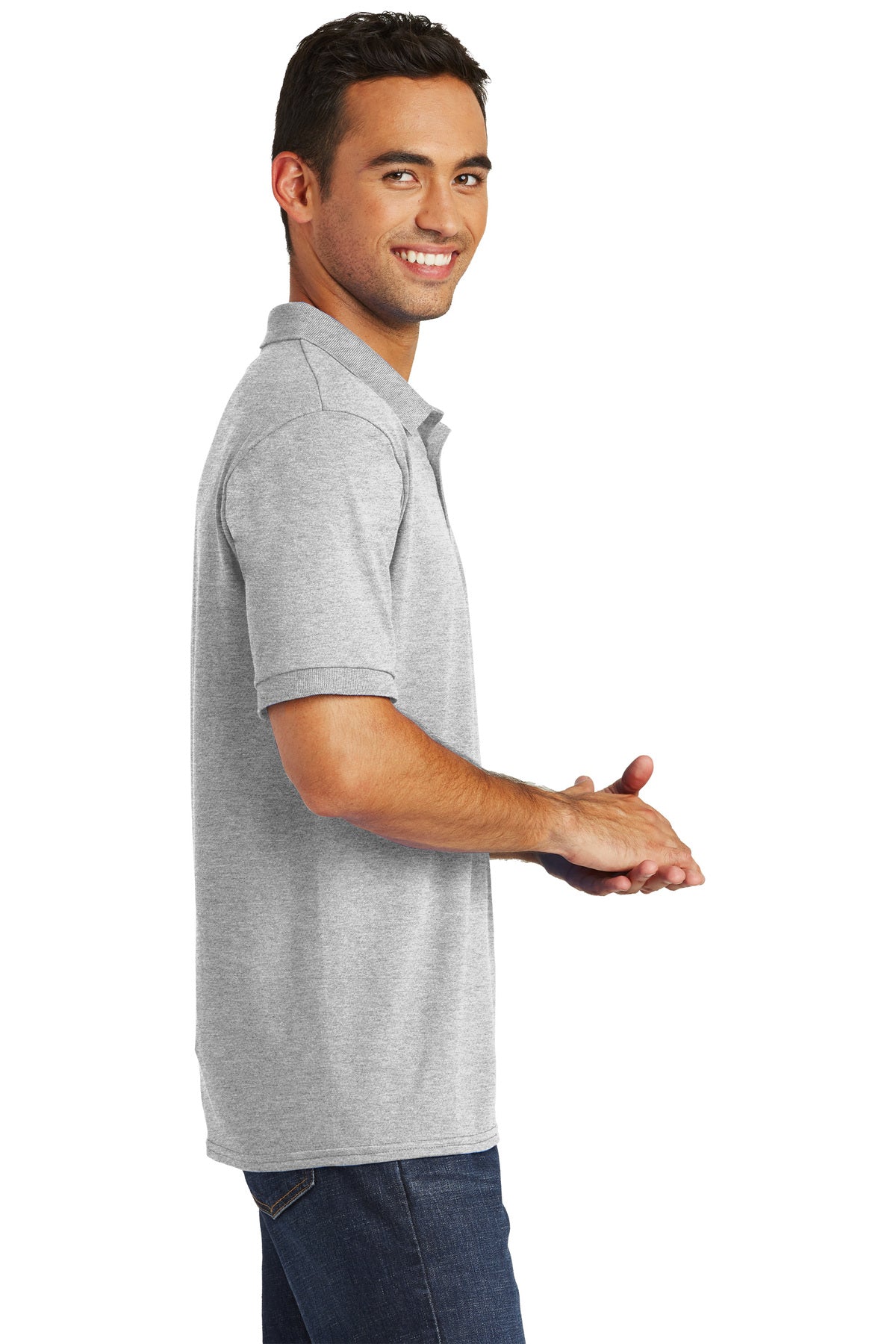 Port & Company Custom Jersey Knit Polos, Ash [Adam Equipment]