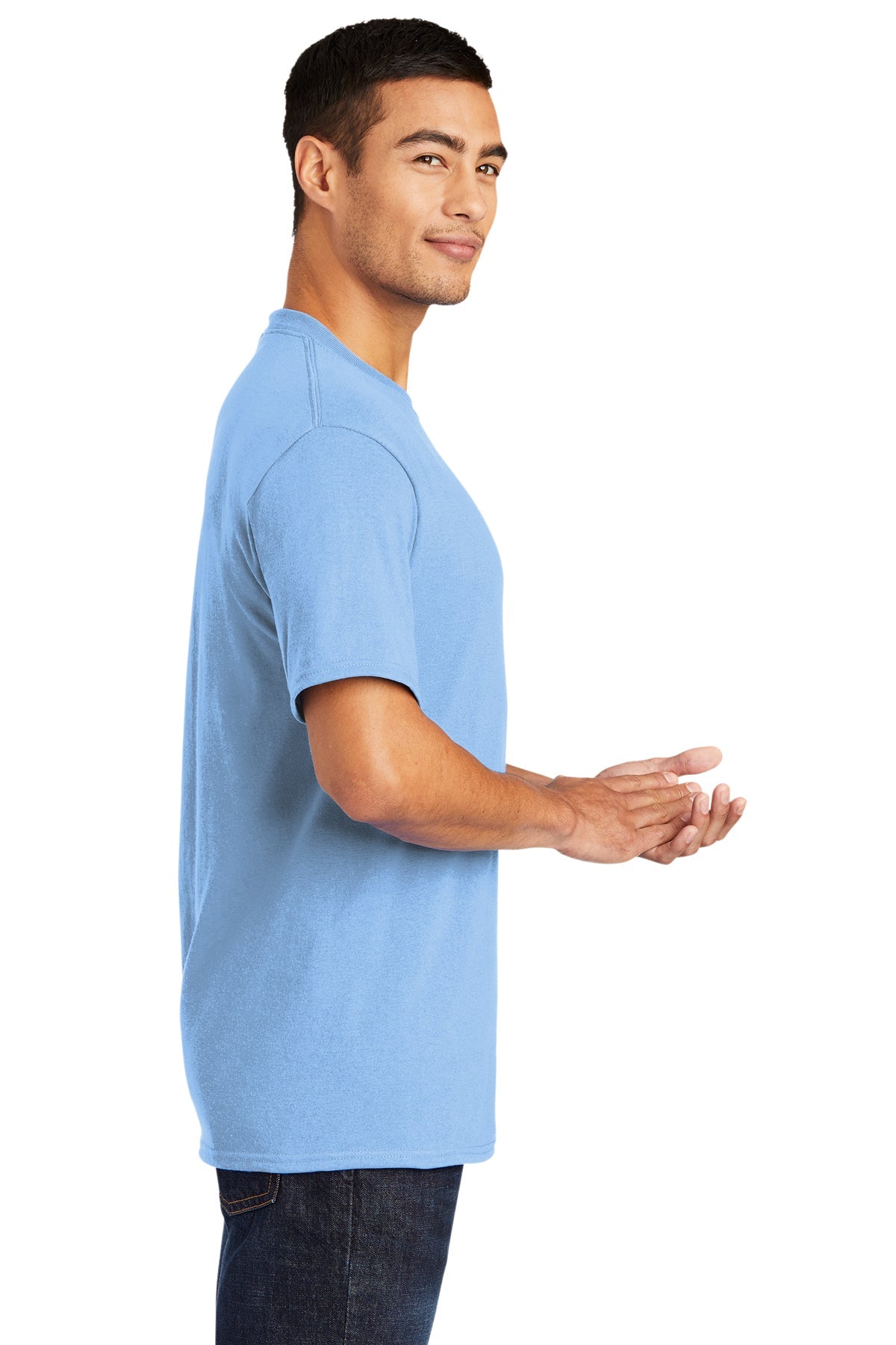 Port & Company Tall Core Blend Branded Tee's, Light Blue