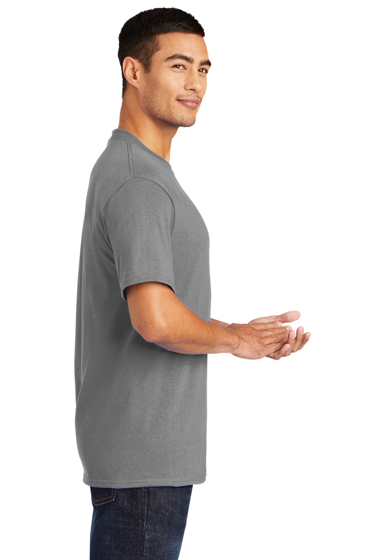 Port & Company Tall Core Blend Branded Tee's, Medium Grey