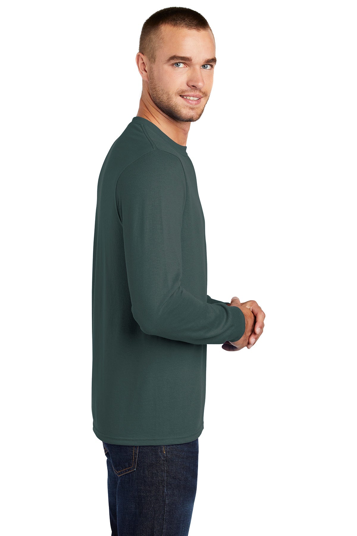 Port & Company Tall Long Sleeve Custom Core Blend Tee's, Dark Green