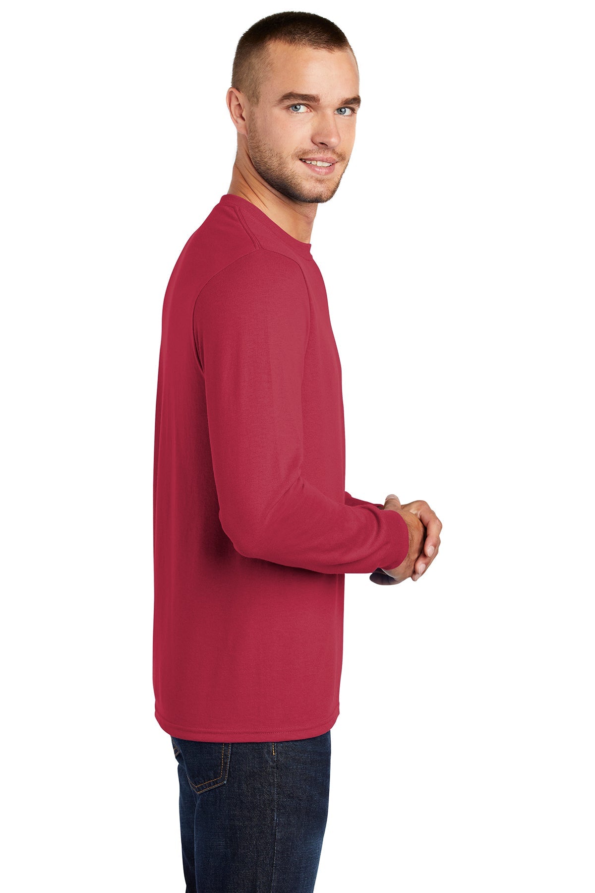 Port & Company Tall Long Sleeve Custom Core Blend Tee's, Red