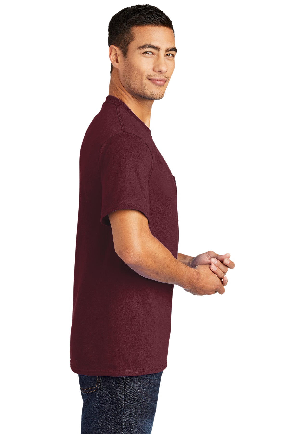 Port & Company Tall Core Blend Custom Pocket Tee's, Athletic Maroon