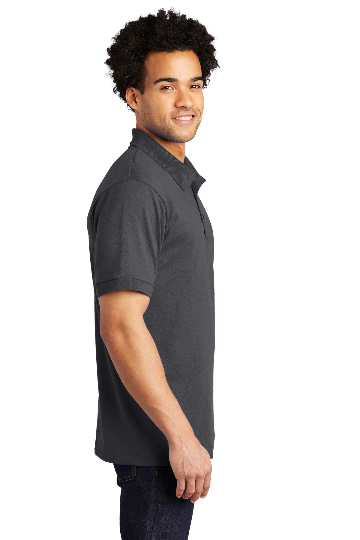 Port & Company Tall Jersey Knit Customized Polos, Charcoal