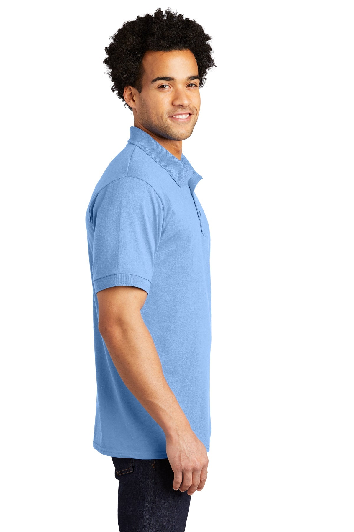 Port & Company Tall Jersey Knit Custom Polos, Light Blue