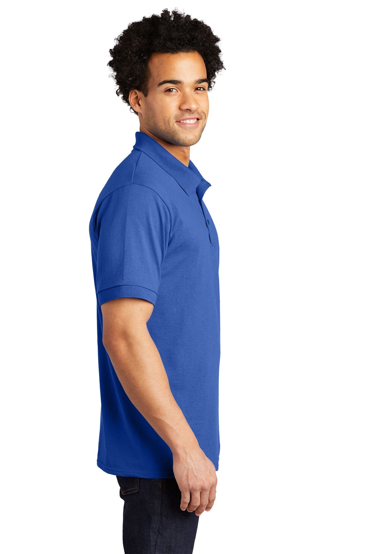 Port & Company Tall Jersey Knit Branded Polos, Royal