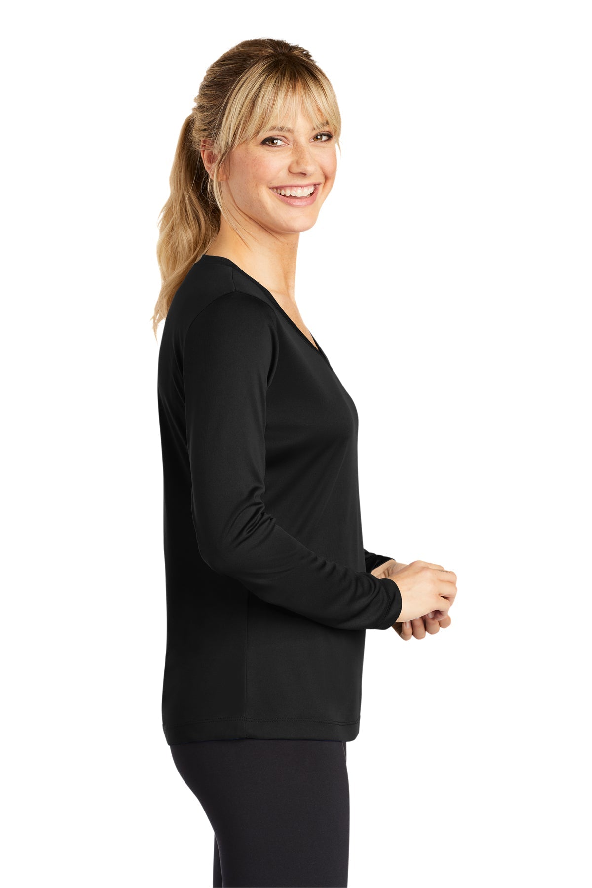 Sport-Tek Ladies Long Sleeve PosiCharge Competitor V-Neck Tee