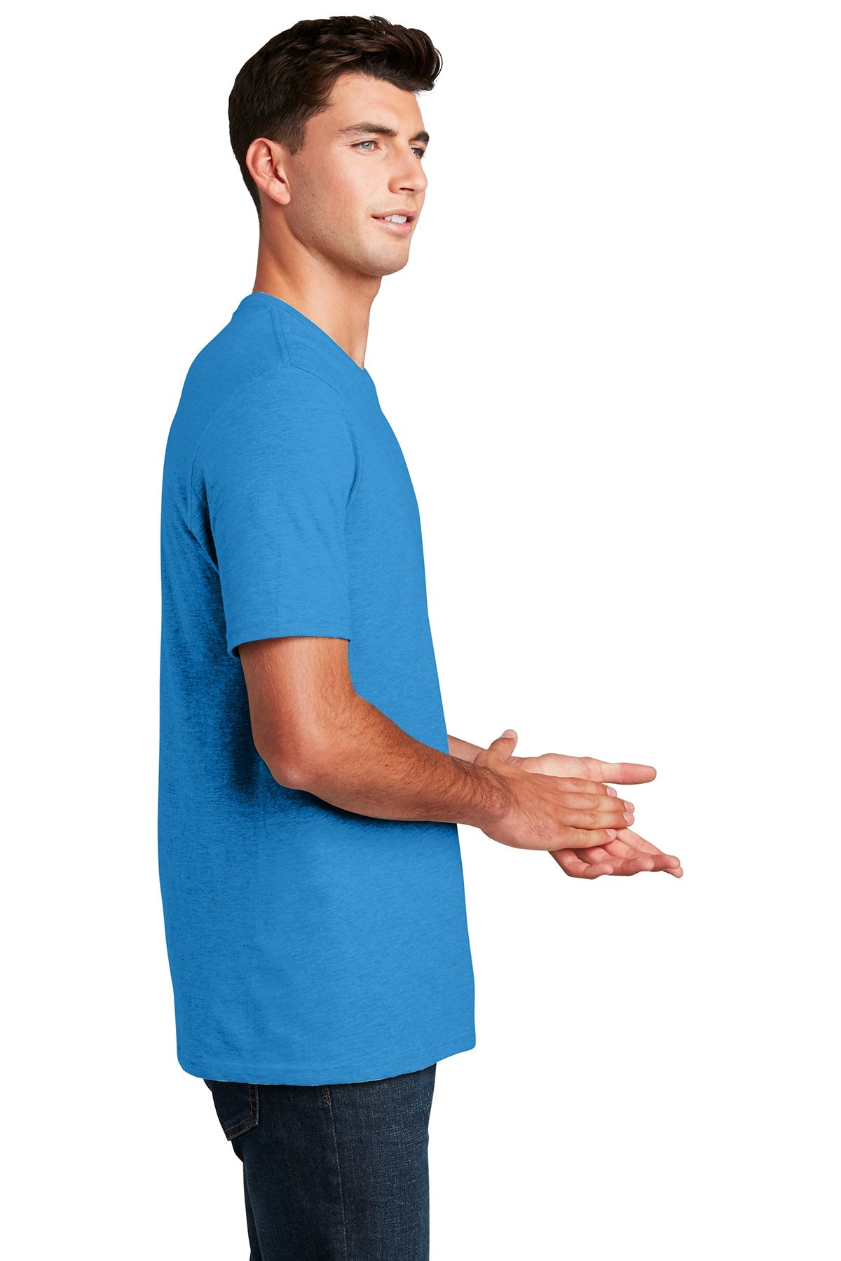 District Made Mens Perfect Blend Tee's, Heathered Bright Turquoise