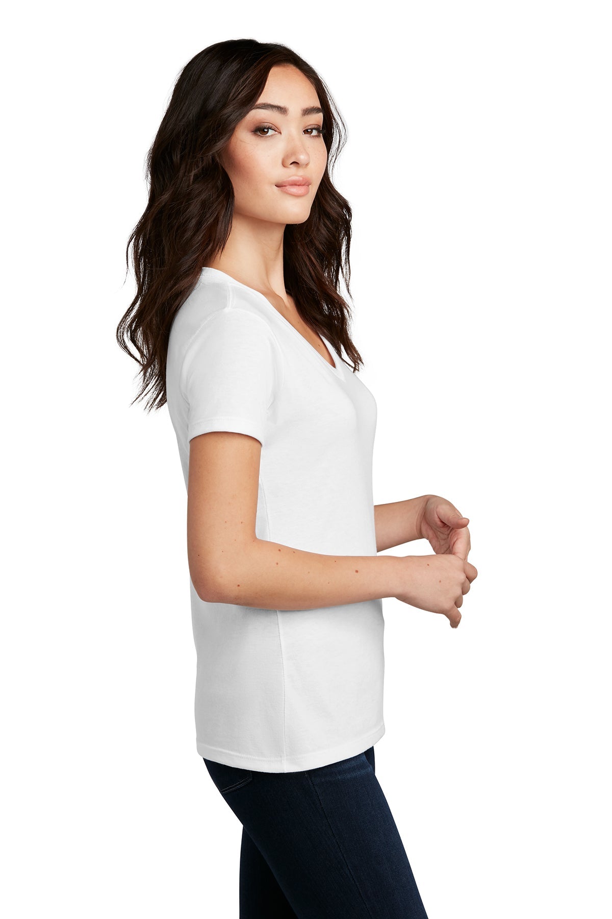 District Made Ladies Perfect Blend V-Necks, White