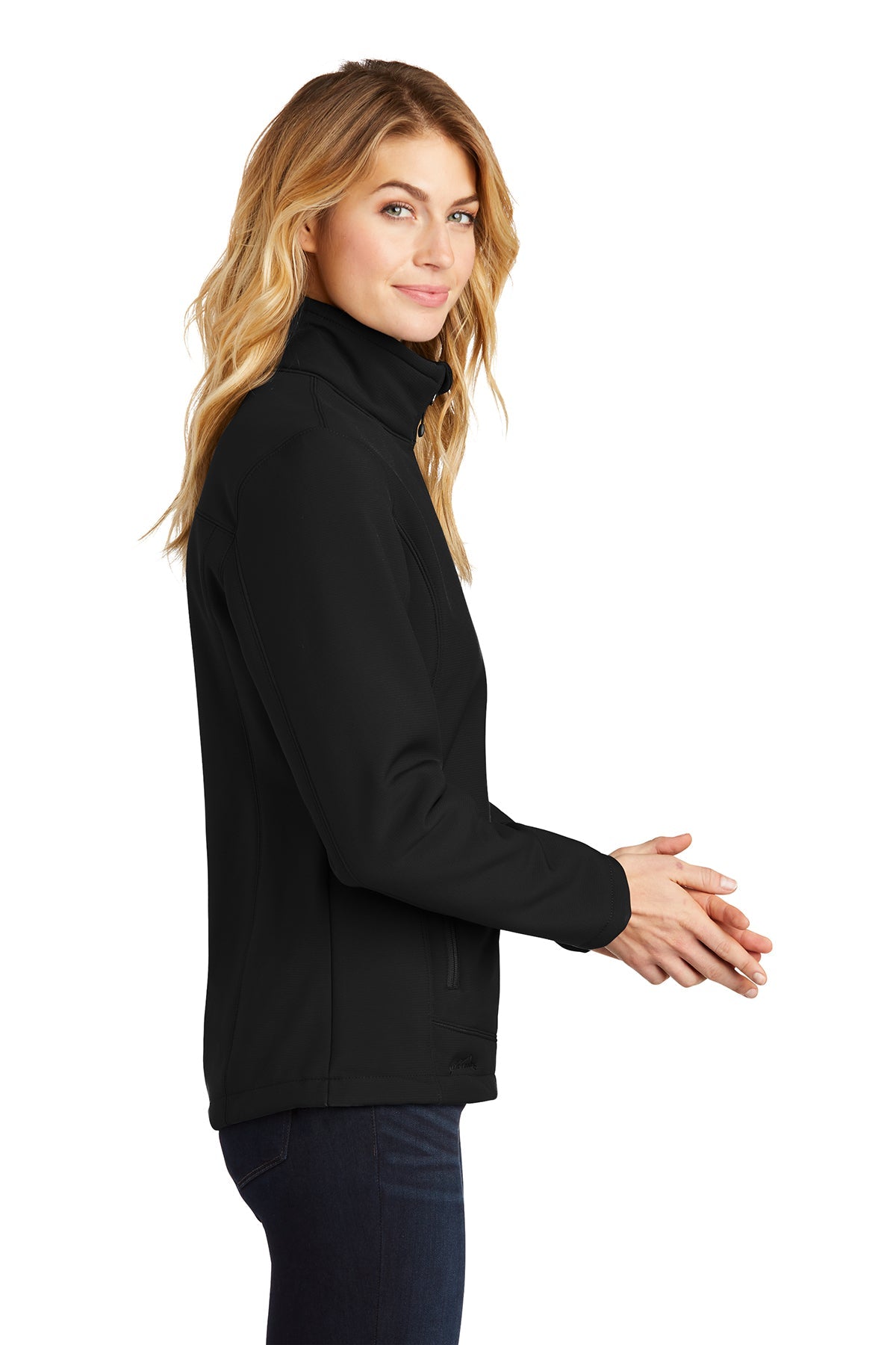 Eddie Bauer Ladies Rugged Ripstop Custom Soft Shell Jackets, Black [OneTouch]
