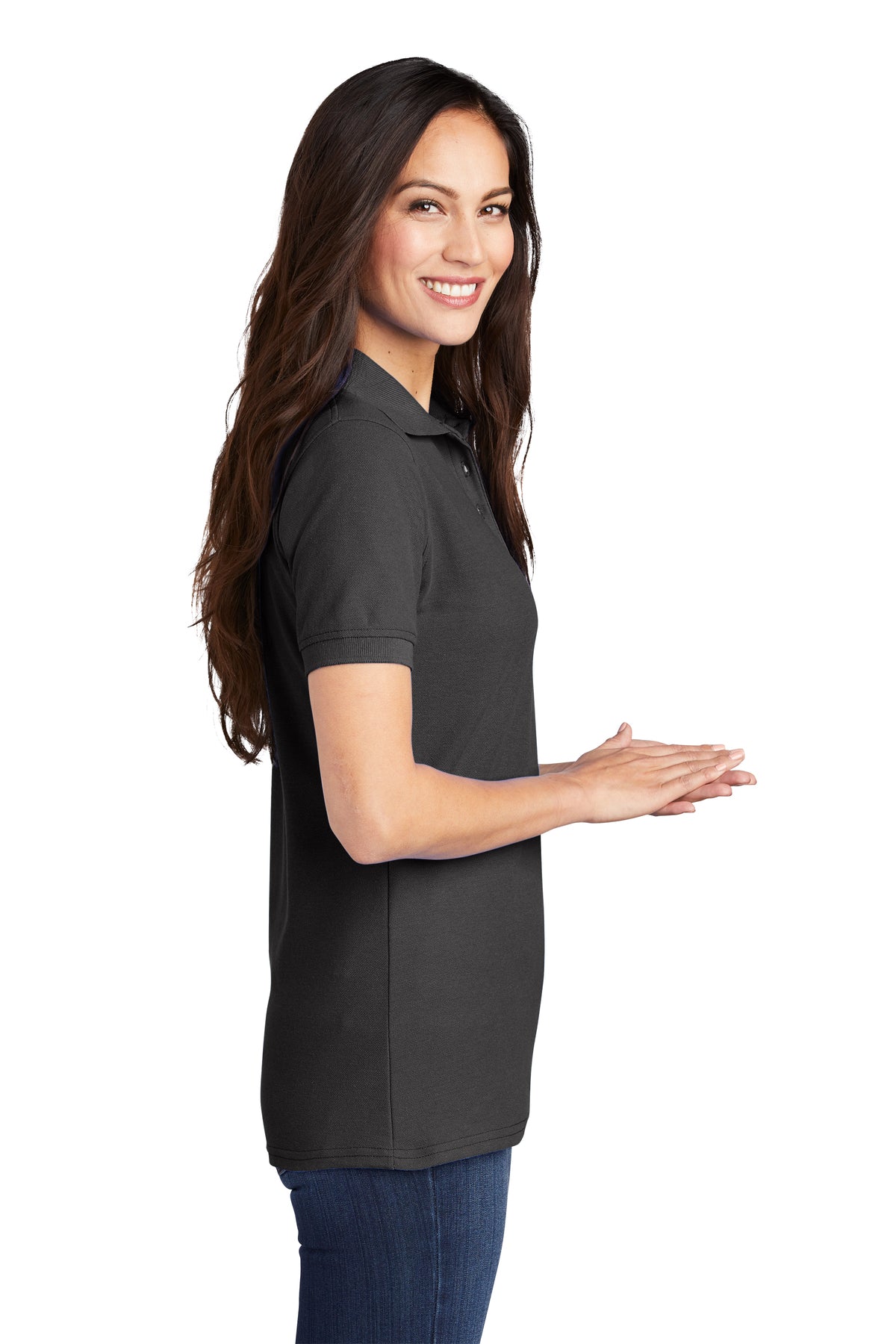 Port & Company Ladies Customized Pique Polos, Charcoal [Osage LLC]