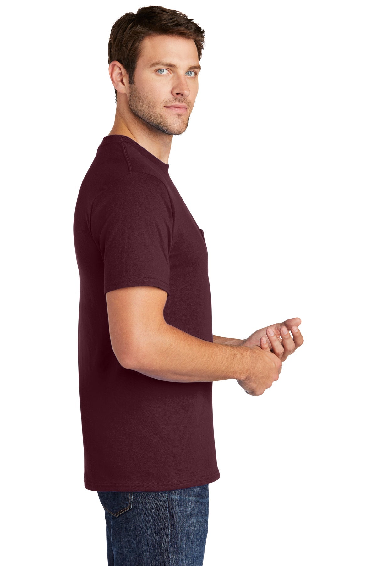 Port & Company Core Cotton Custom Pocket Tee's, Athletic Maroon
