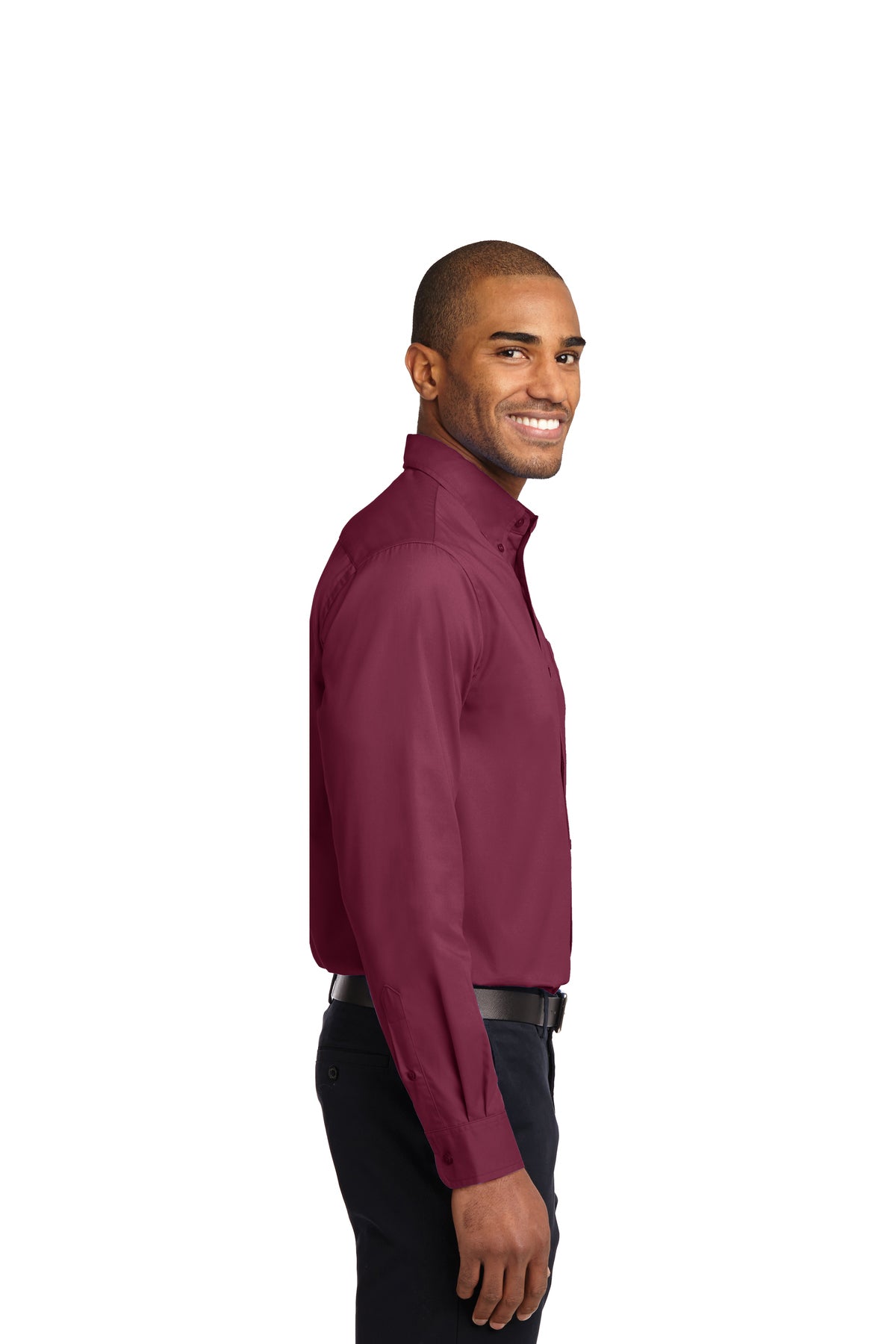 port authority_s608es _burgundy/light stone_company_logo_button downs