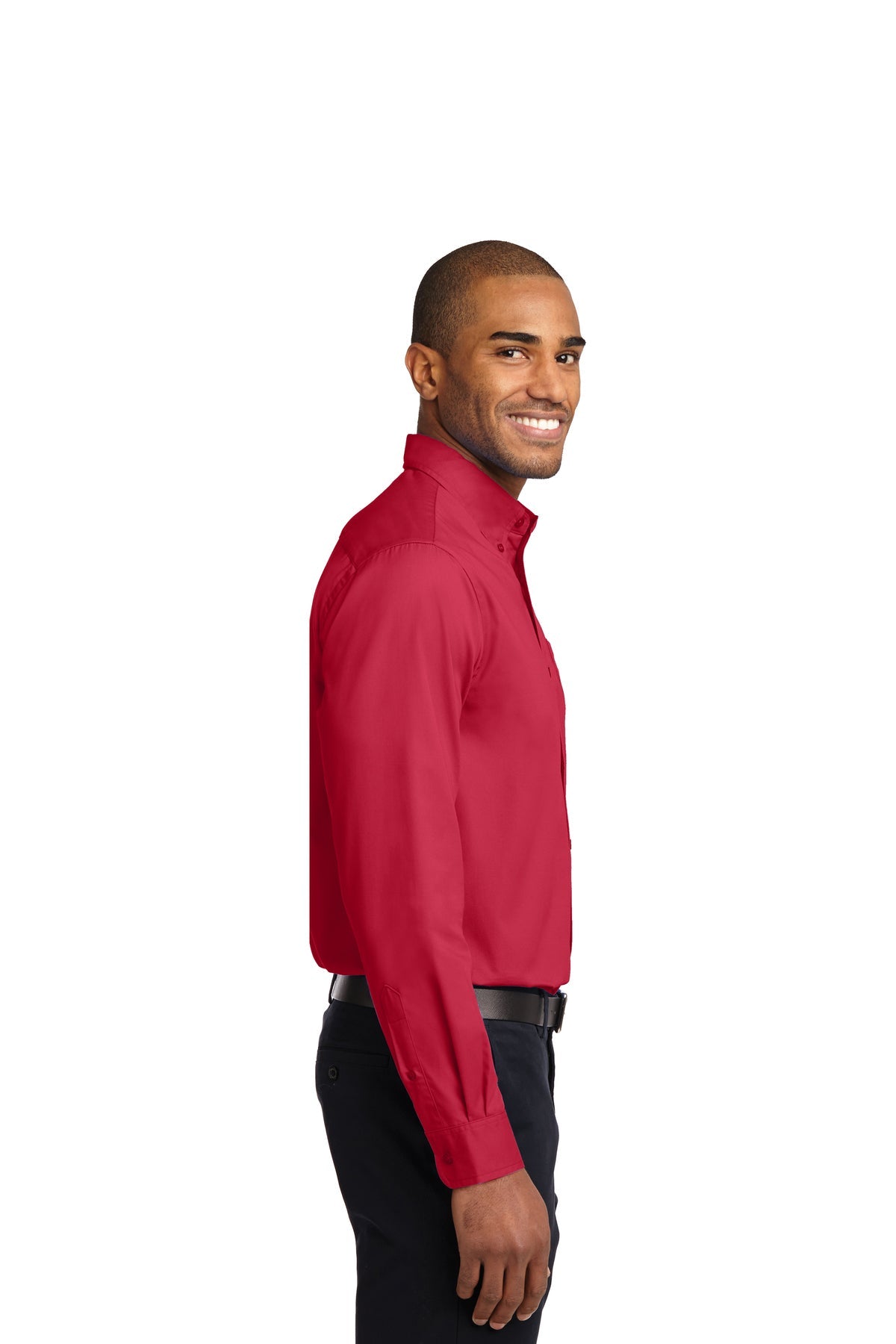 port authority_s608es _red/light stone_company_logo_button downs