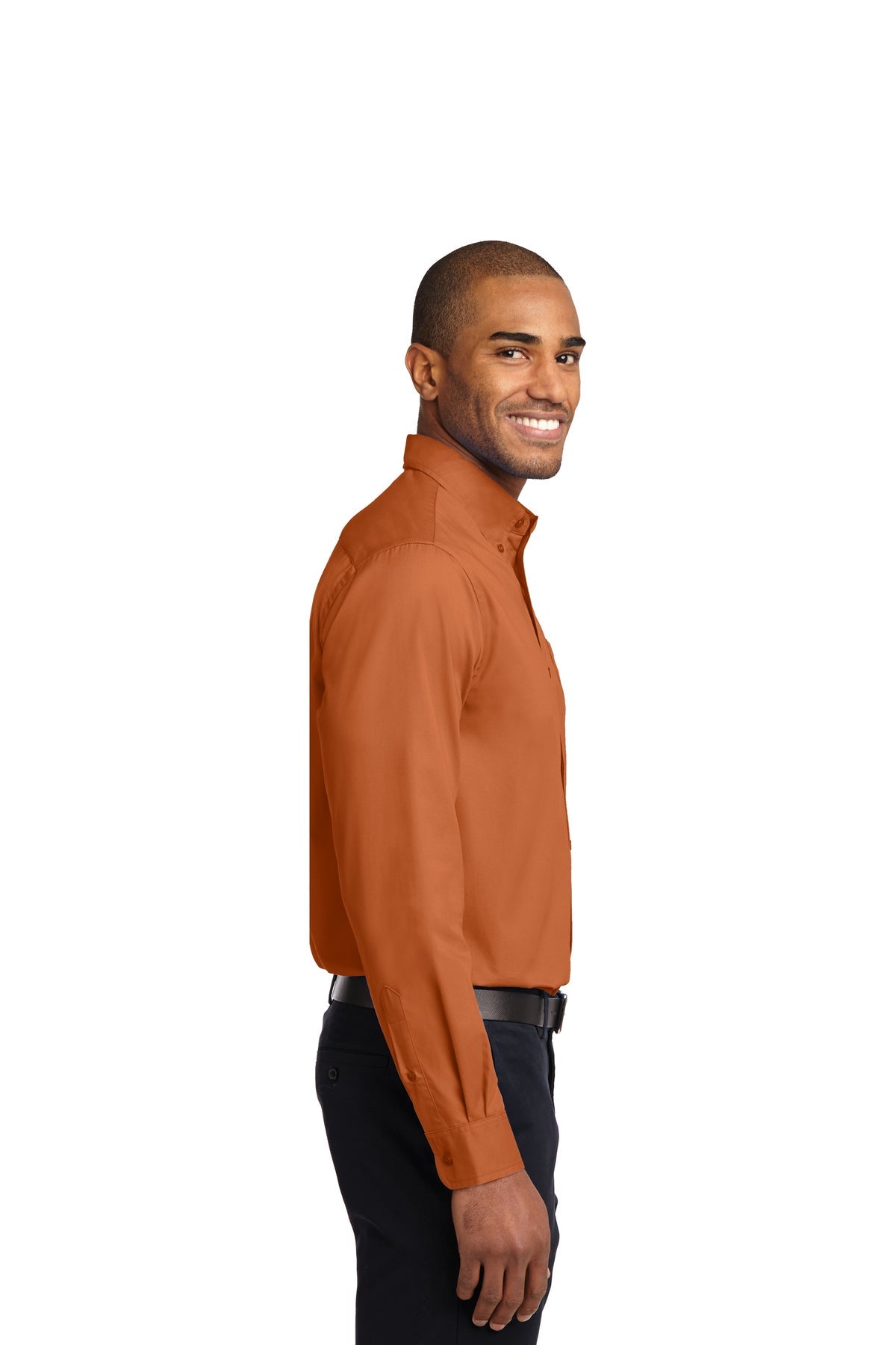 port authority_s608es _texas orange/light stone_company_logo_button downs