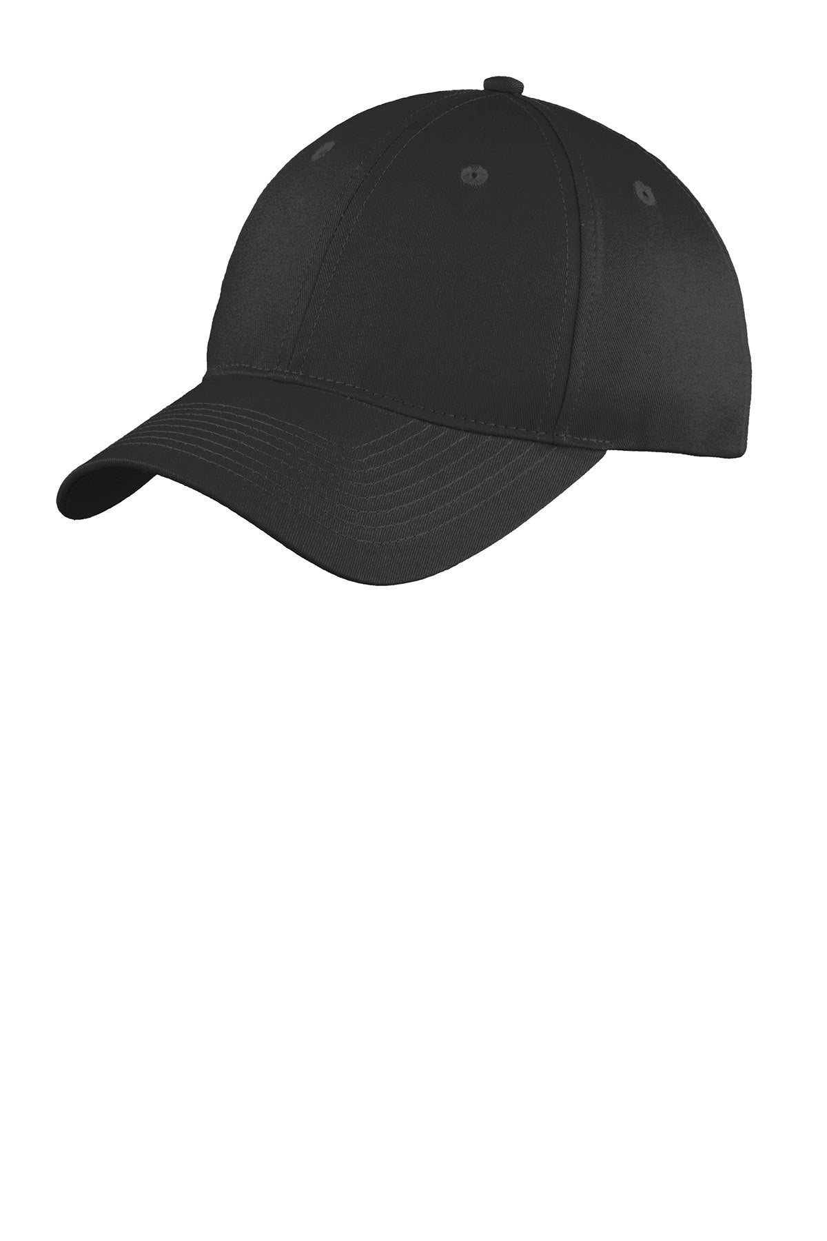Port Authority Six Panel Twill Branded Caps, Black