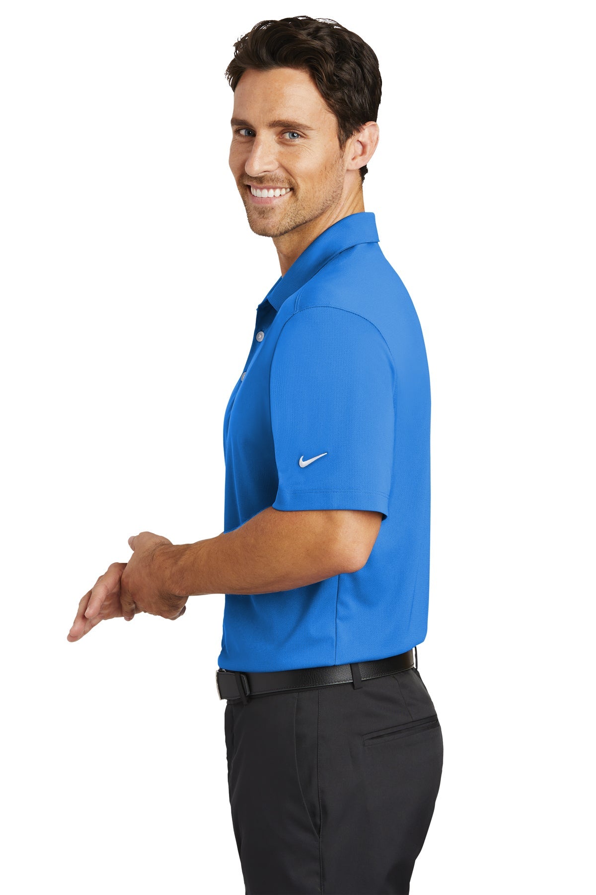 Nike Dri-FIT Vertical Mesh Custom Polos, Brisk Blue [Executive Construction]
