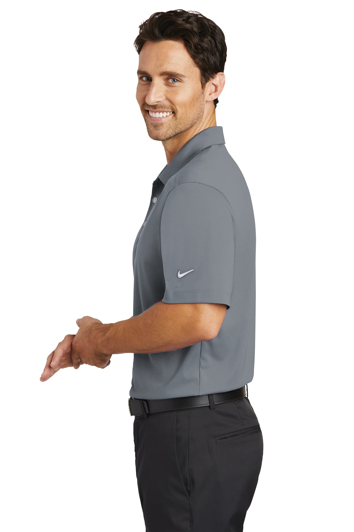 Nike Dri-FIT Vertical Mesh Custom Polos, Cool Grey [Executive Construction]