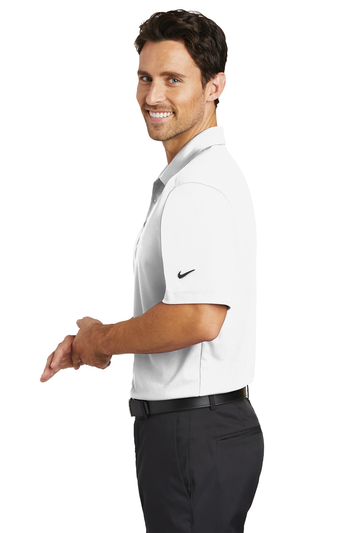 Nike Dri-FIT Vertical Mesh Custom Polos, White [Dunbar]