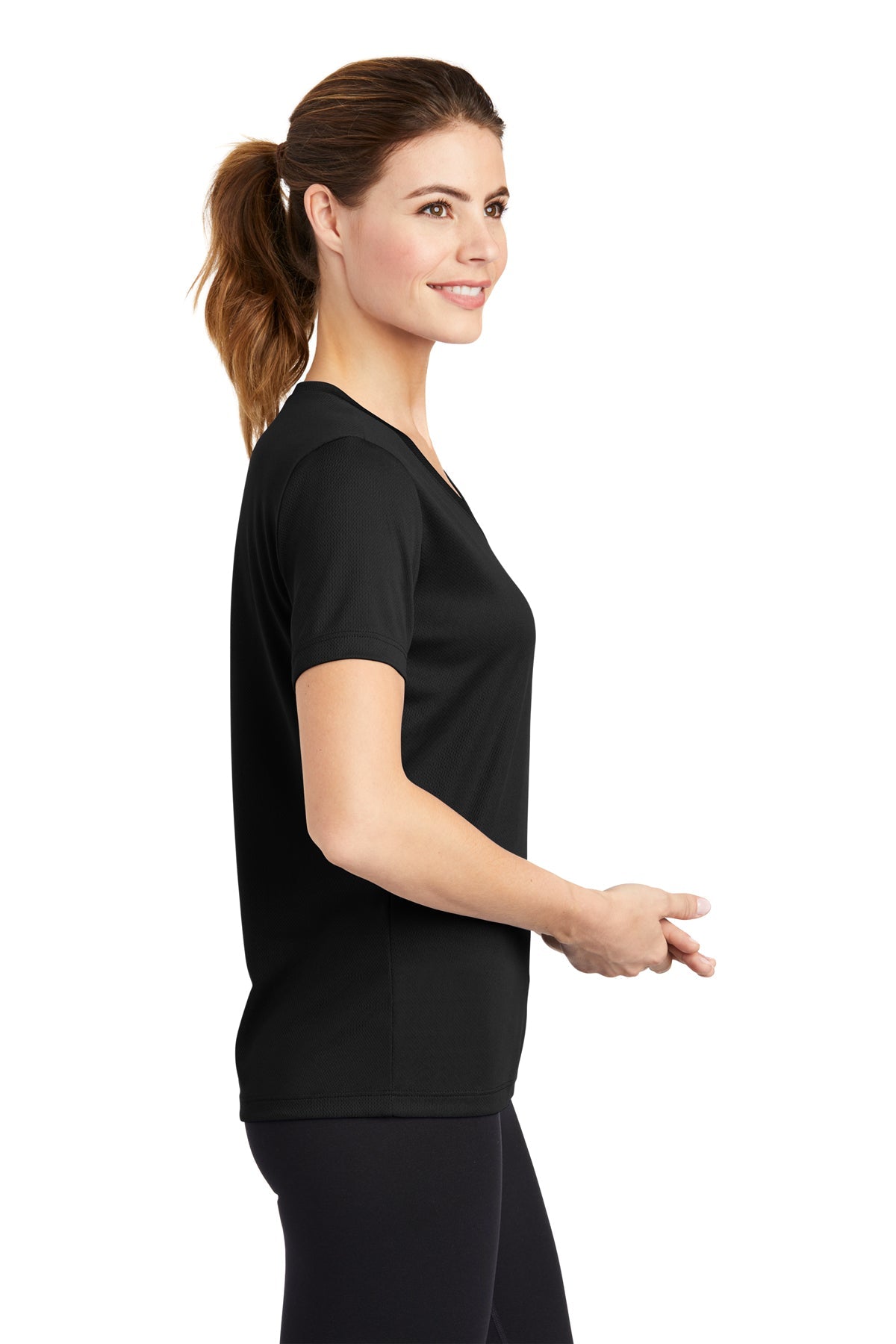Sport-Tek Ladies PosiCharge Customized RacerMesh V-Neck Tee's, Black