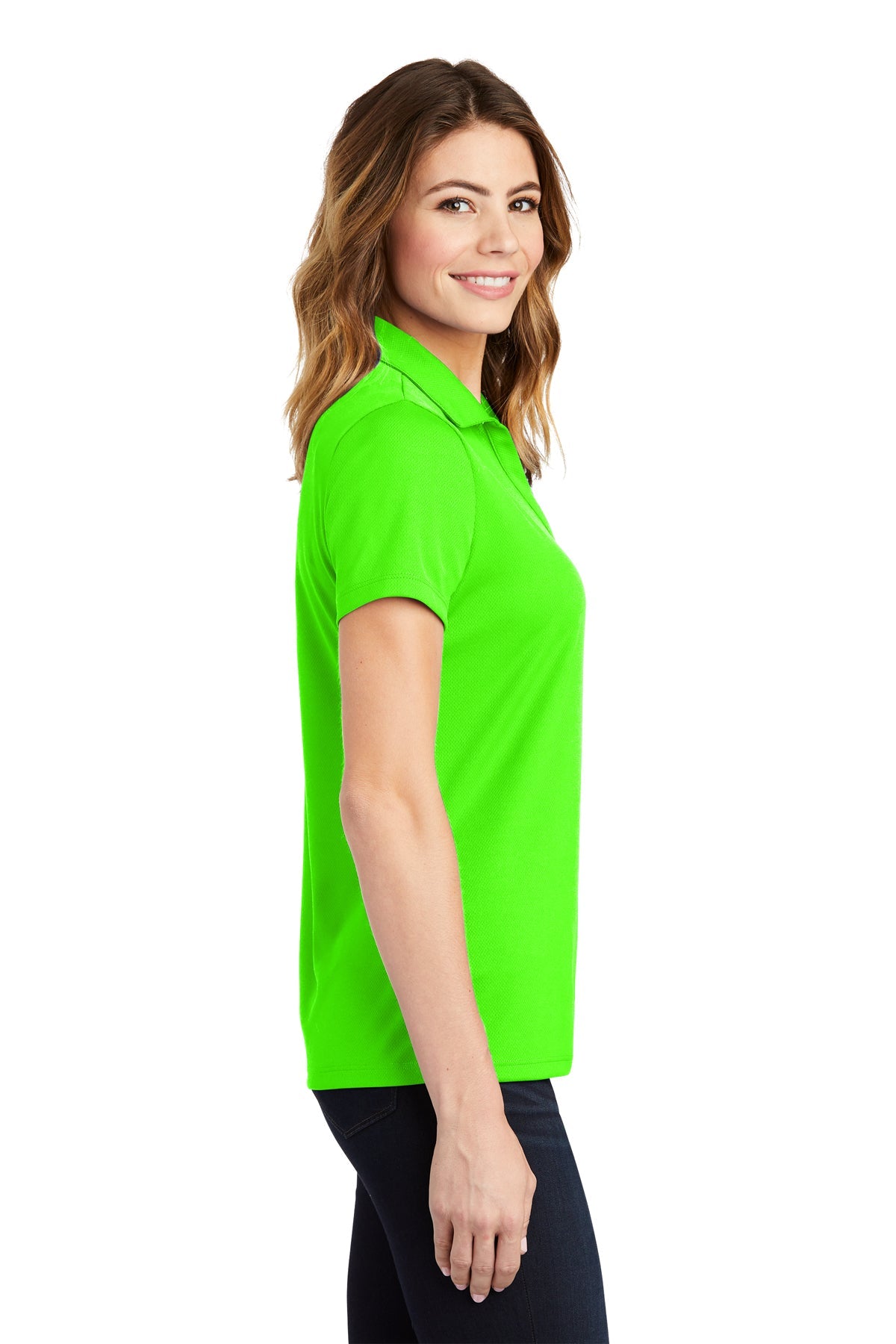 Sport-Tek Ladies PosiCharge Branded RacerMesh Polos, Neon Green