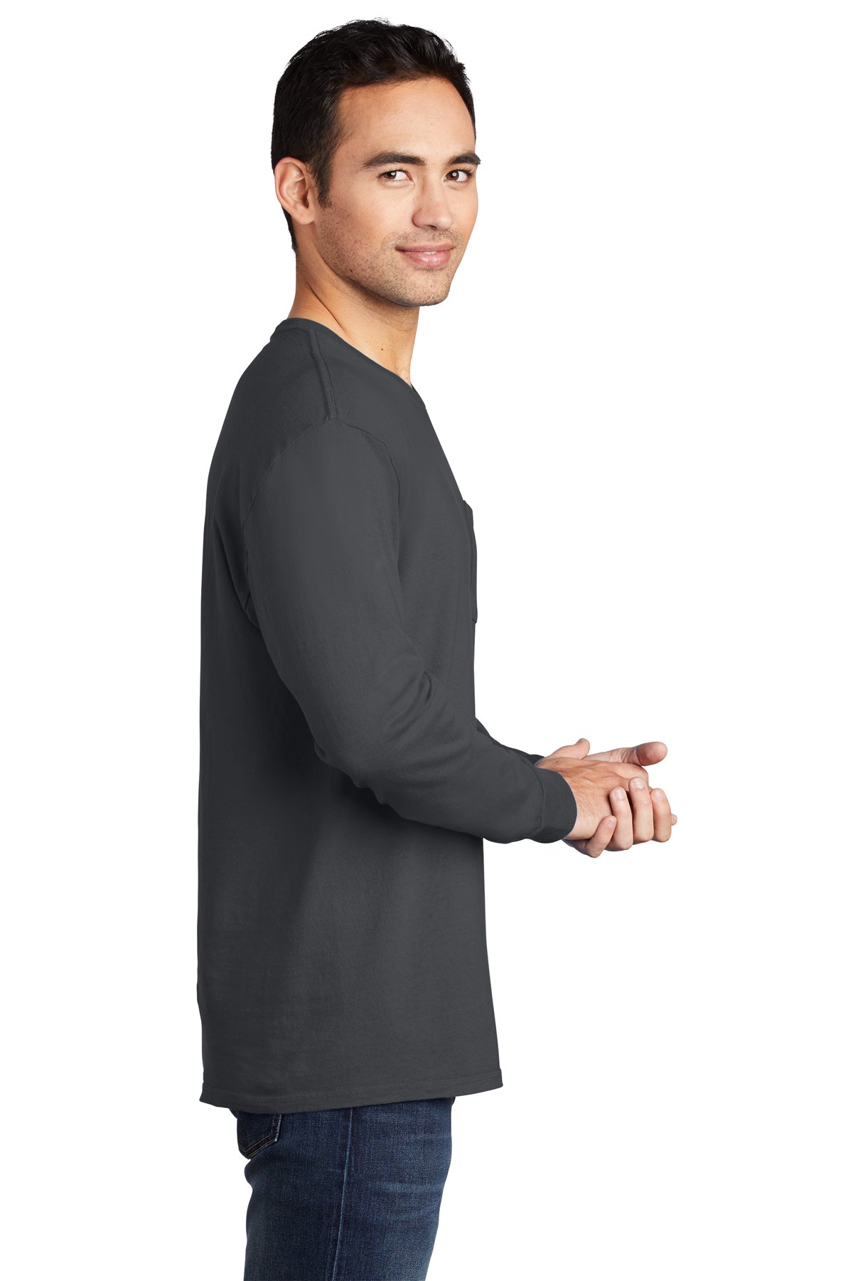 Port & Company Pigment-Dyed Long Sleeve Pocket Tee