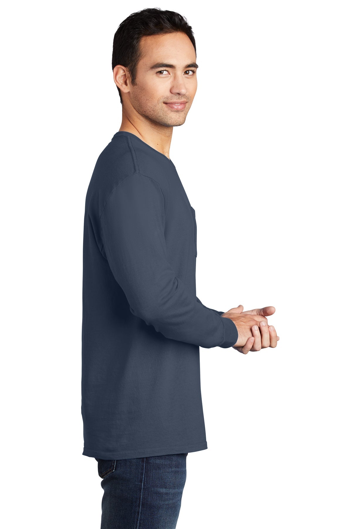 Port & Company Pigment-Dyed Long Sleeve Pocket Tee