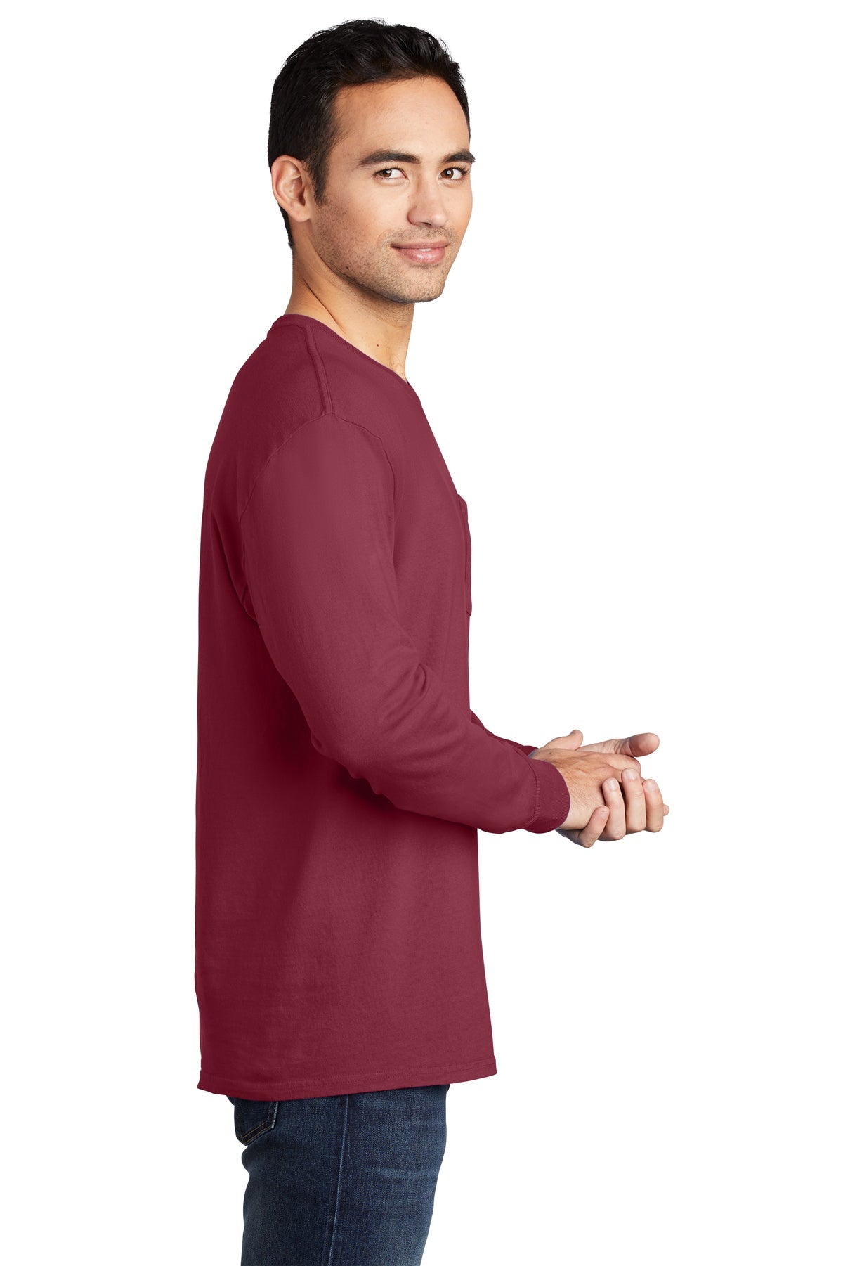 Port & Company Pigment-Dyed Long Sleeve Pocket Tee