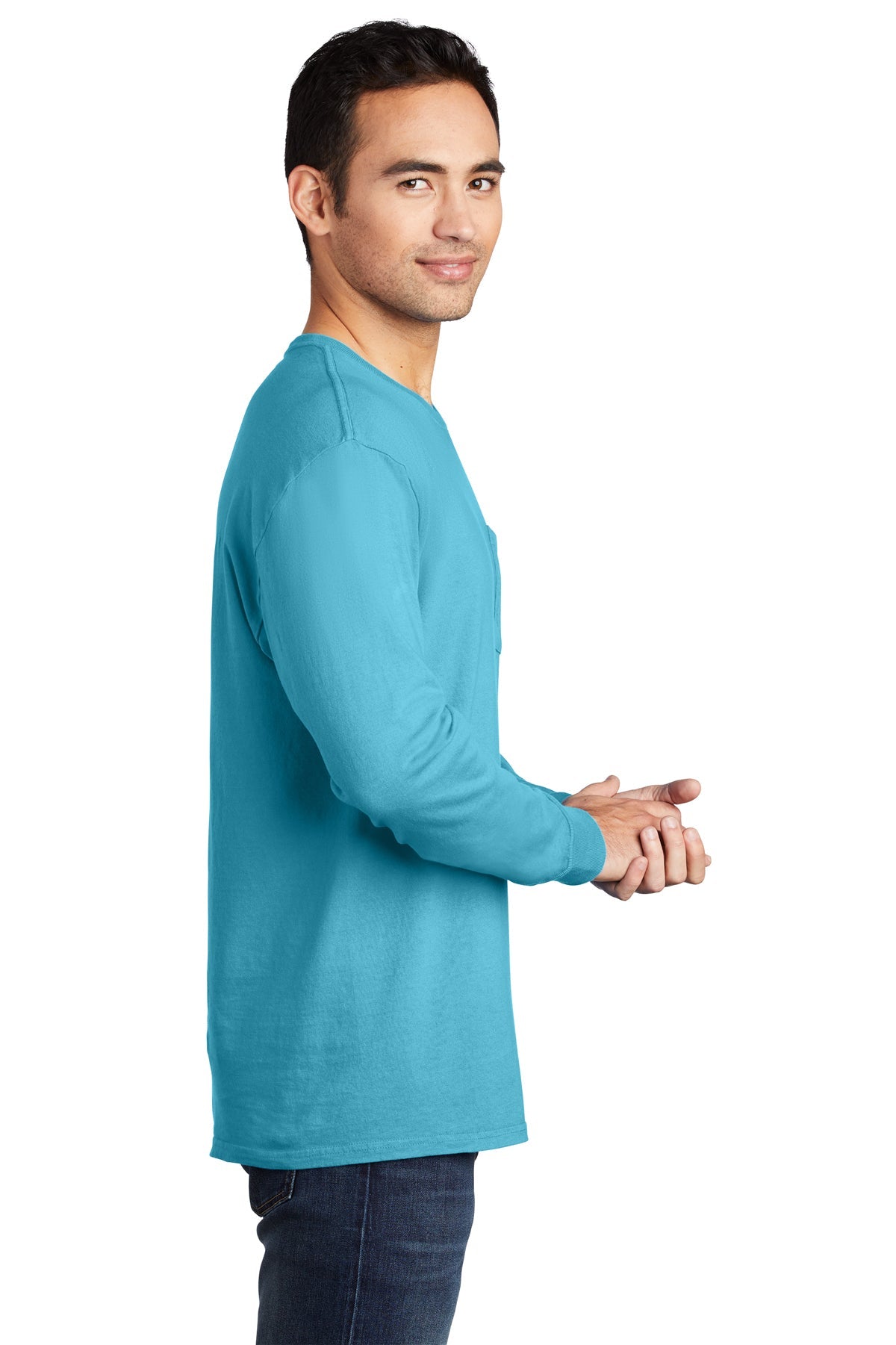 Port & Company Pigment-Dyed Long Sleeve Pocket Tee