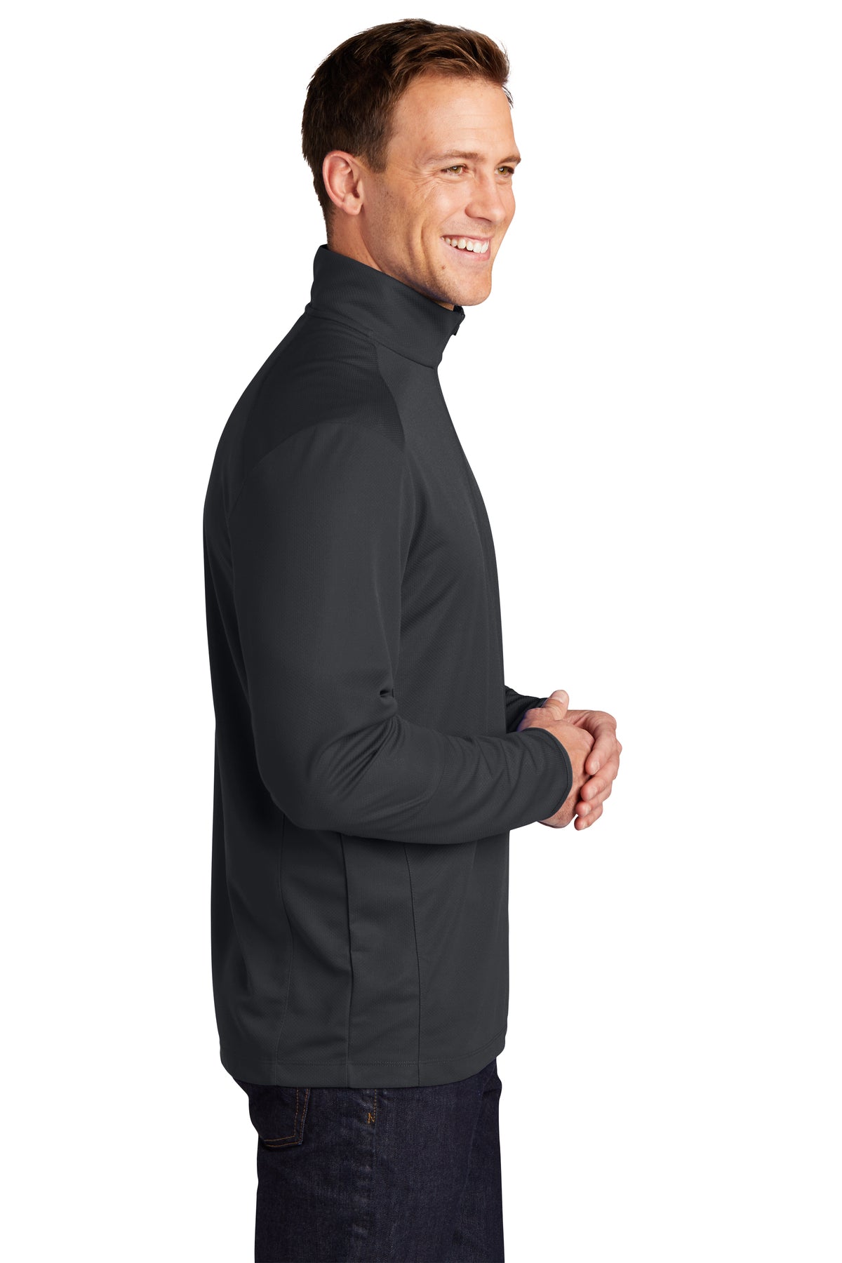 Port Authority Pinpoint Mesh Branded 1/2-Zip, Battleship Grey [Adam Equipment]