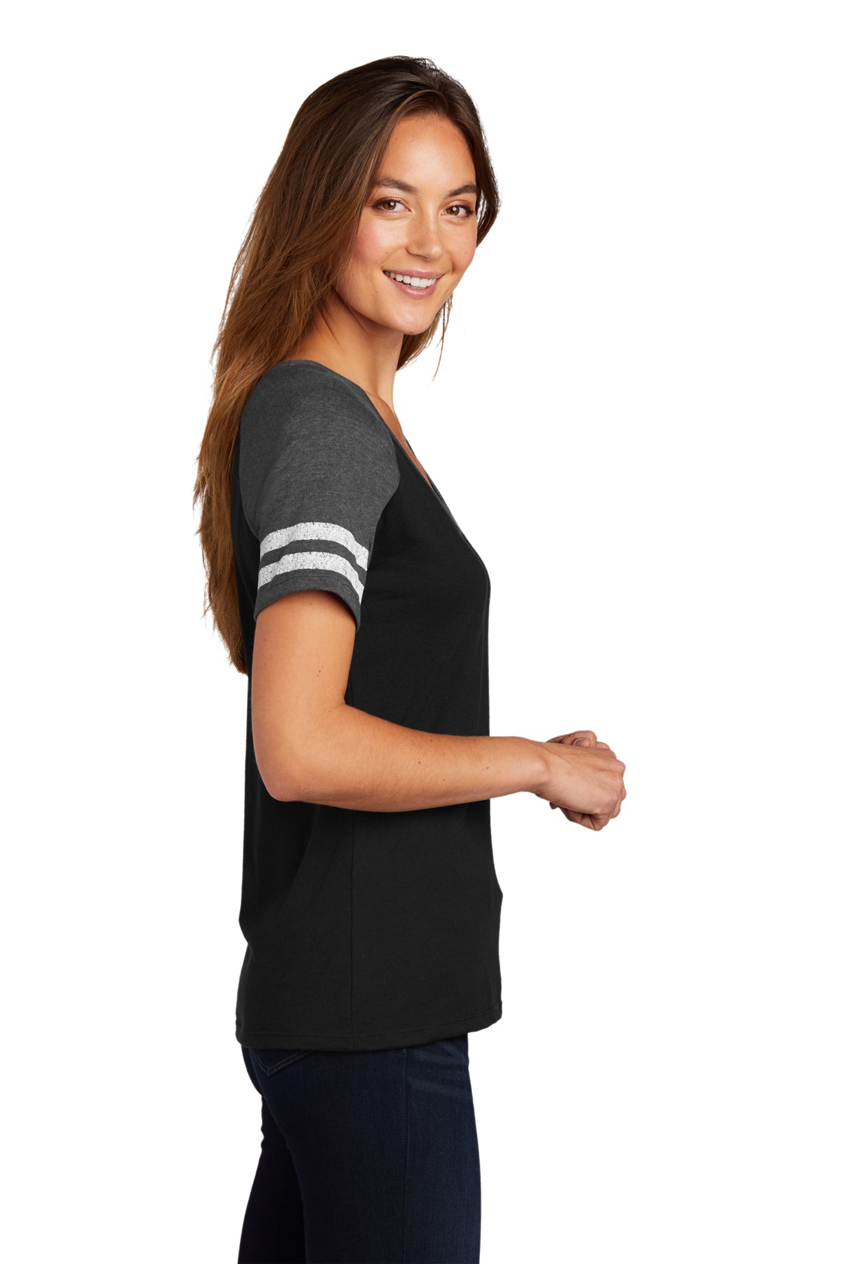 District Made Ladies Game V-Neck Tee